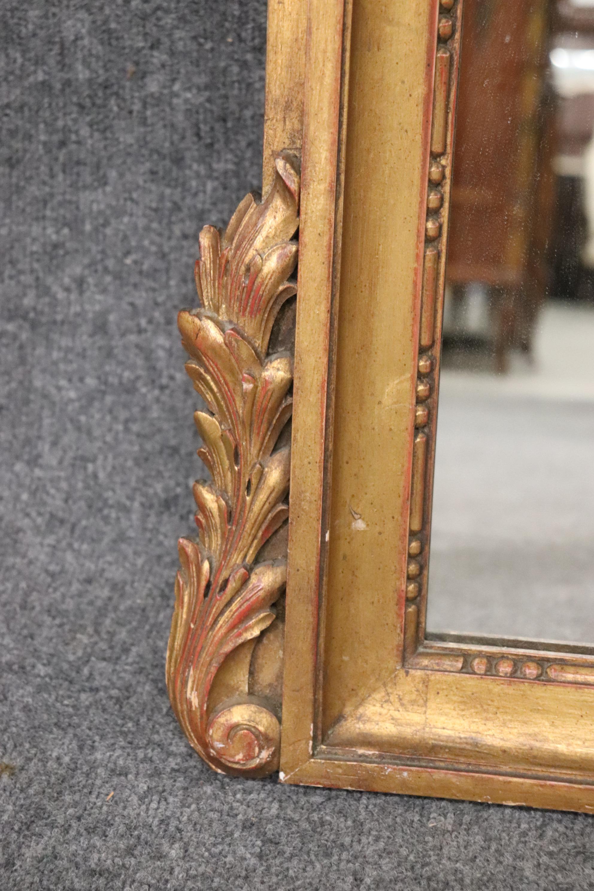Gold Leaf Gilded French Louis XV Mantle Mirror with Carved Birds Circa 1940 1