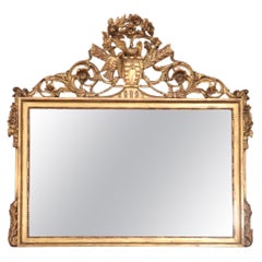 Gold Leaf Gilded French Louis XV Mantle Mirror with Carved Birds Circa 1940