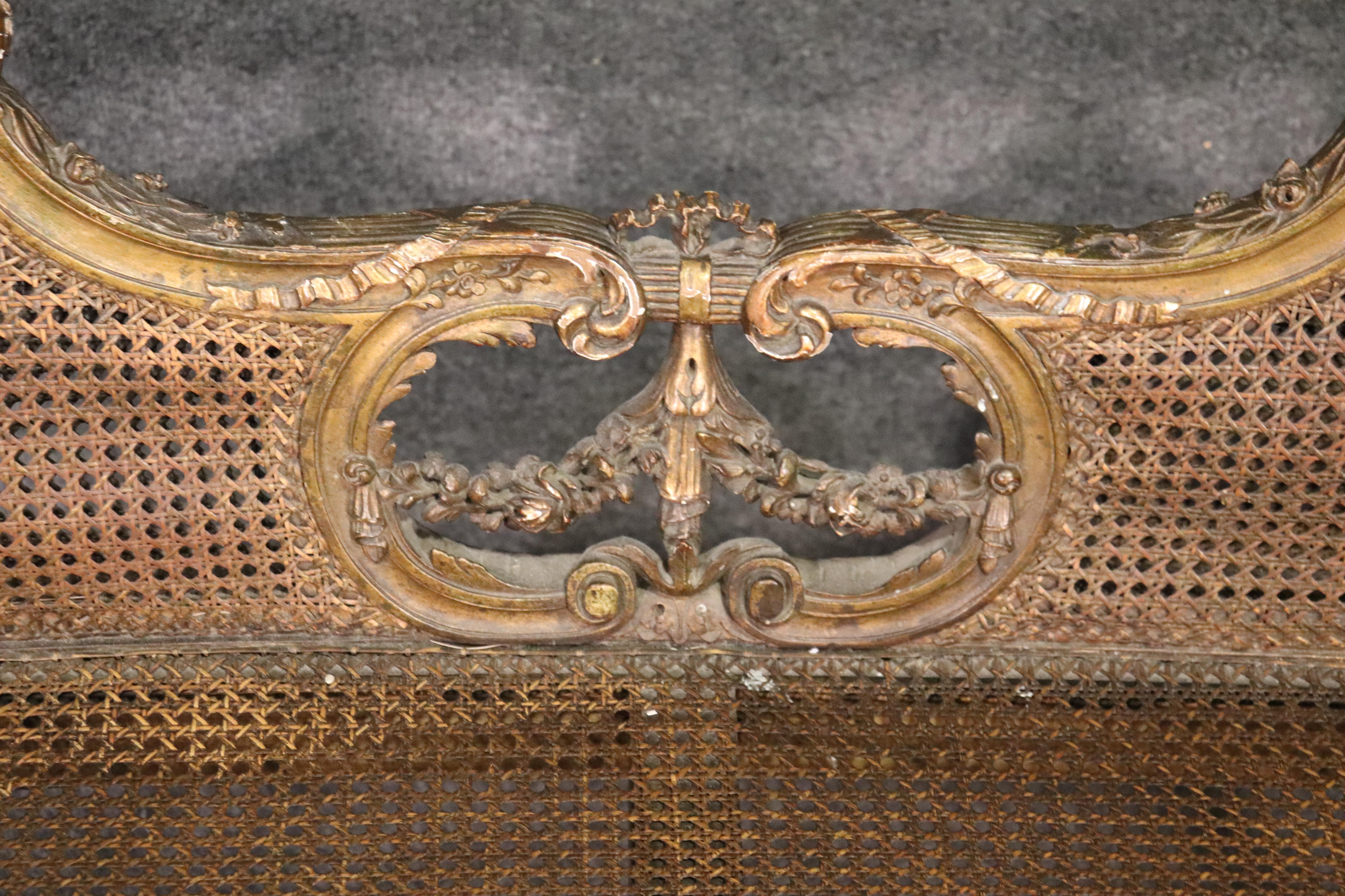 Gold Leaf Gilded French Louis XVI Carved Window Bench Settee, circa 1870 5