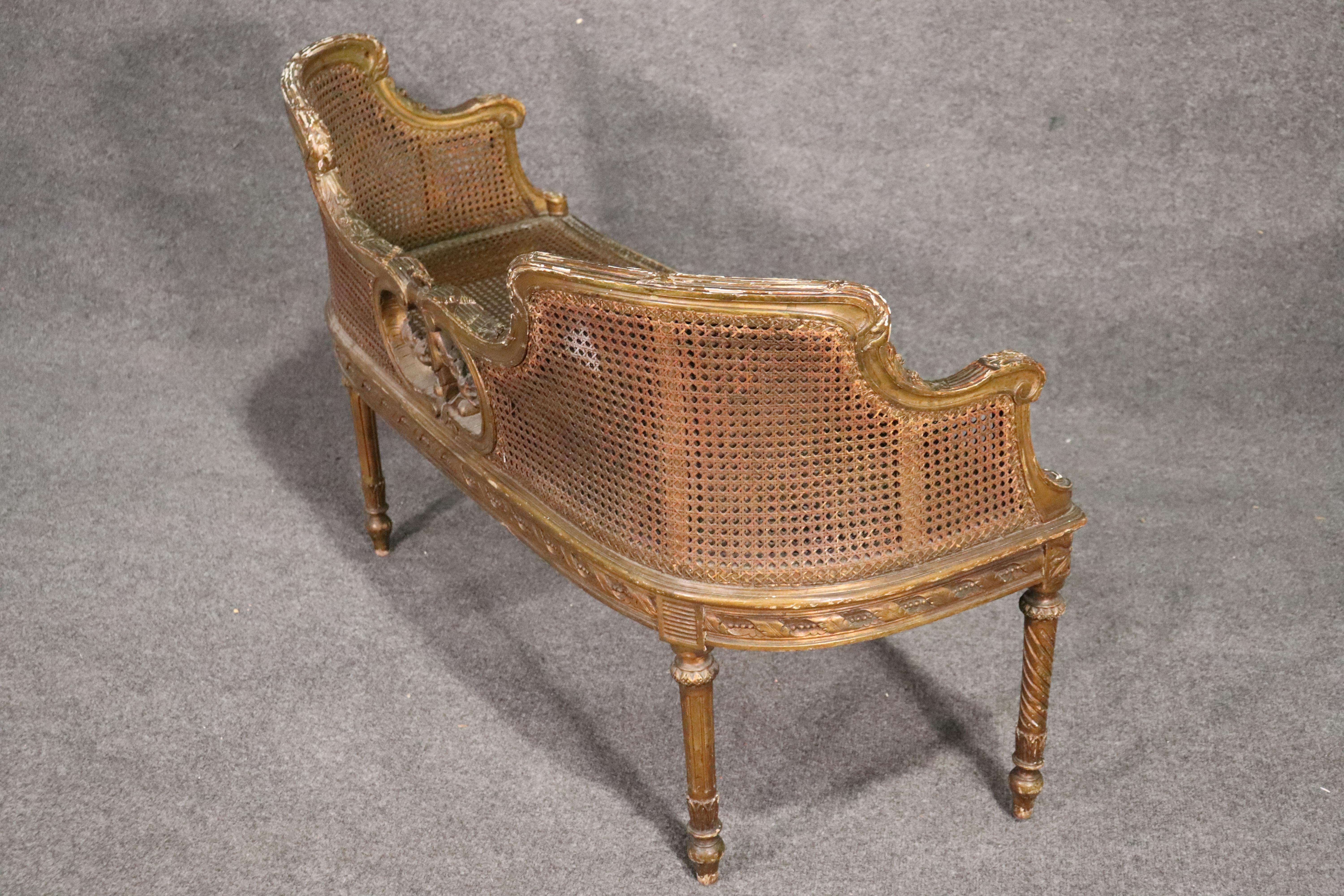 Gold Leaf Gilded French Louis XVI Carved Window Bench Settee, circa 1870 9