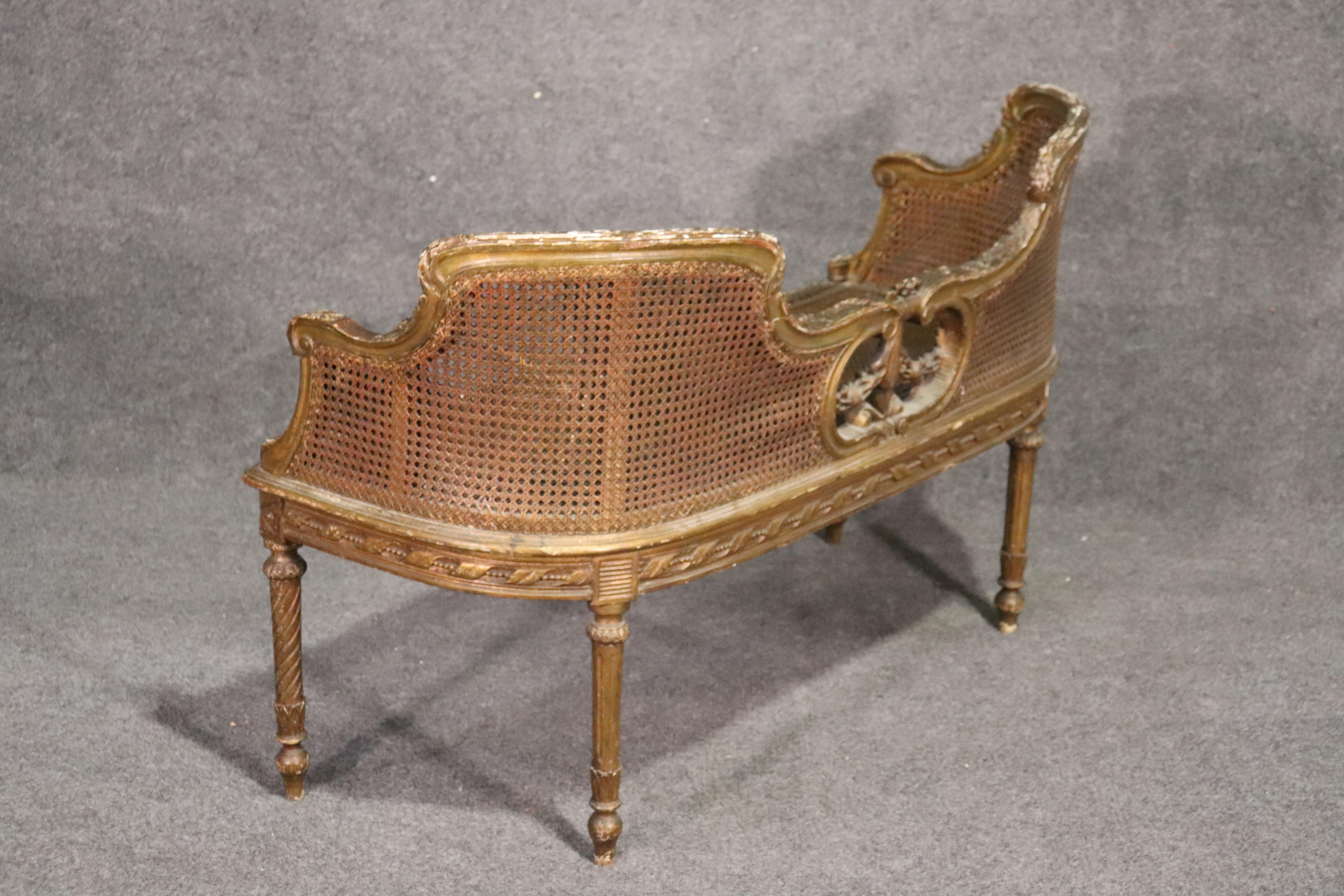 Gold Leaf Gilded French Louis XVI Carved Window Bench Settee, circa 1870 10
