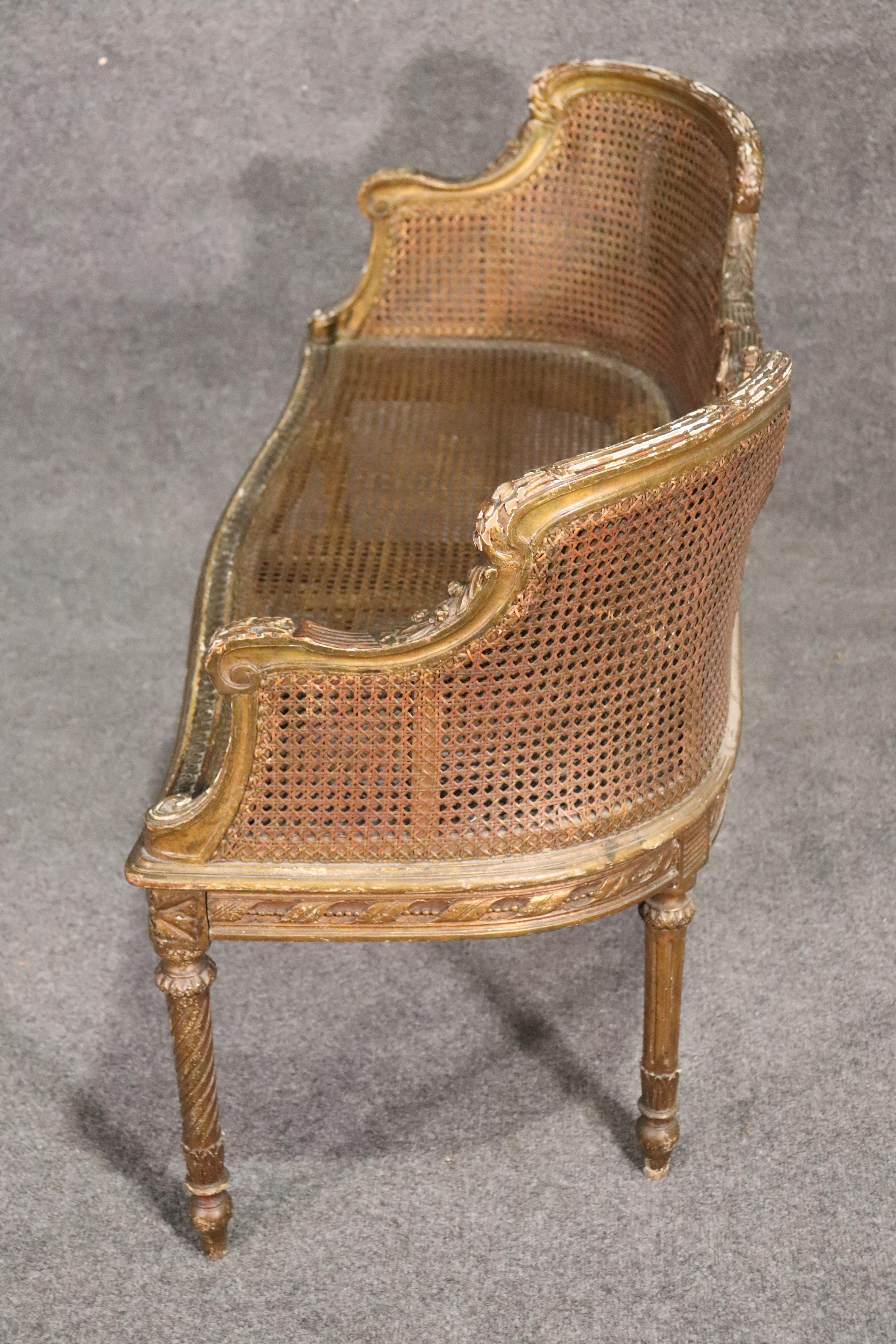 Gold Leaf Gilded French Louis XVI Carved Window Bench Settee, circa 1870 11