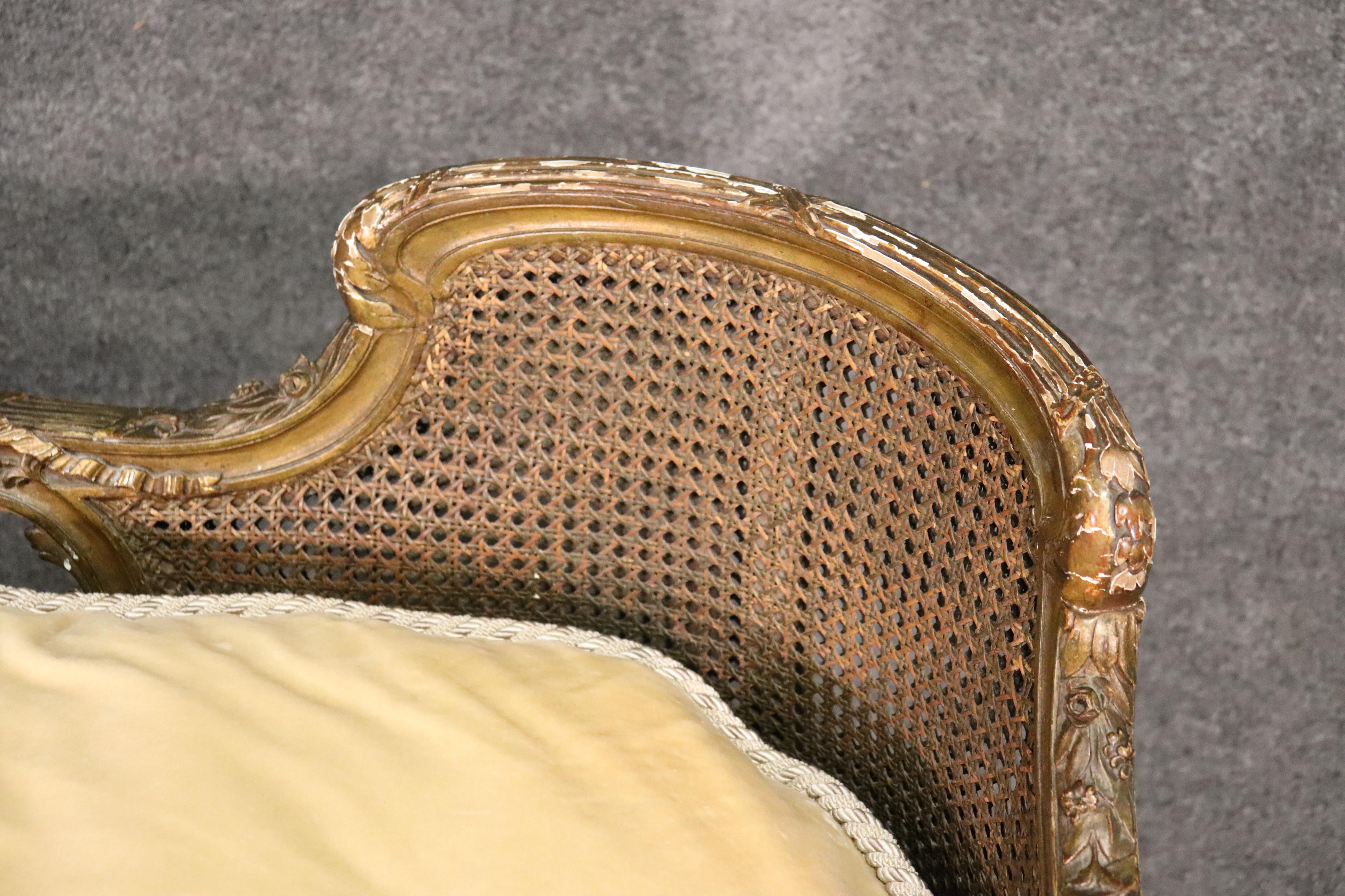 Gold Leaf Gilded French Louis XVI Carved Window Bench Settee, circa 1870 1