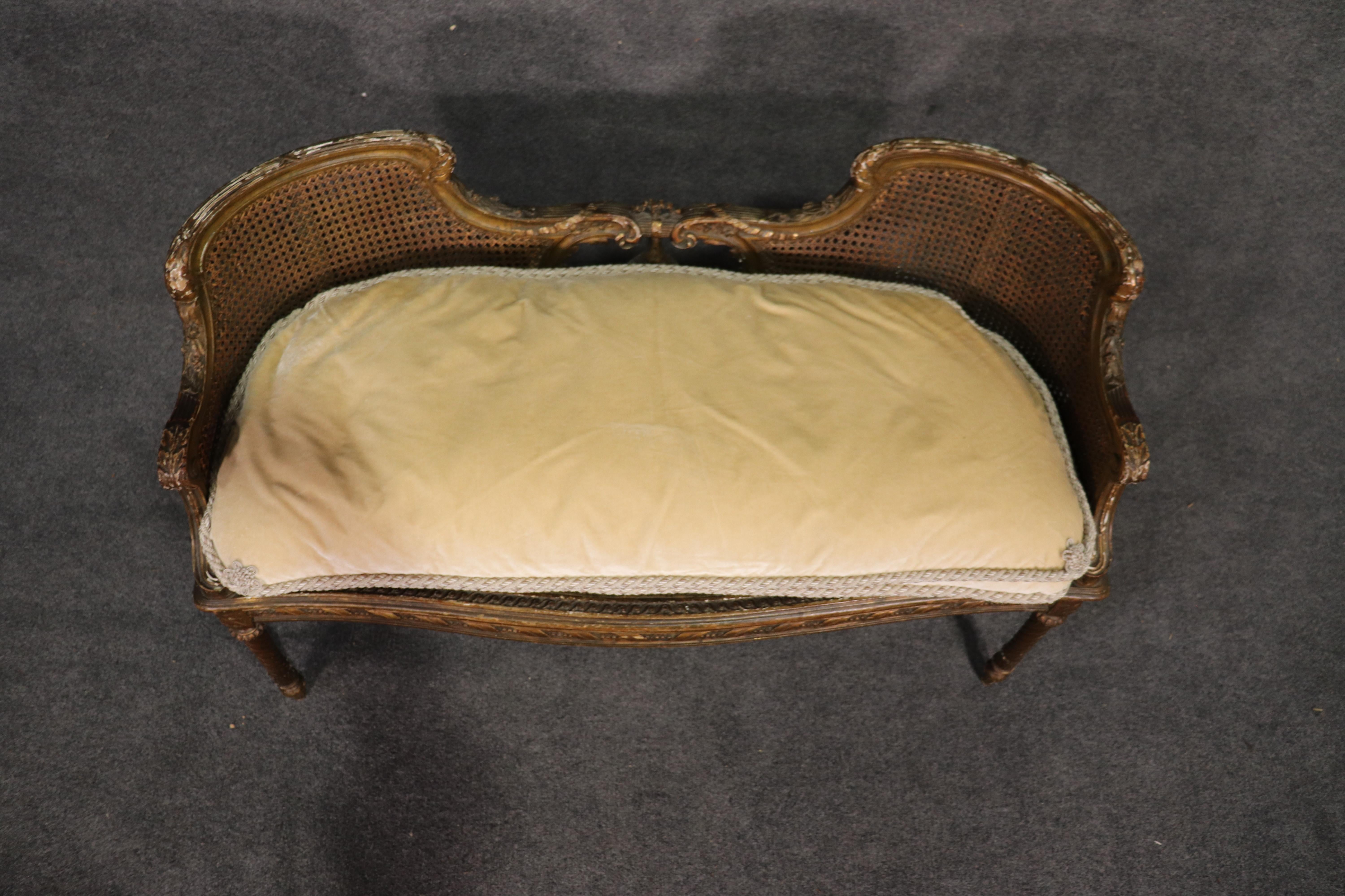 Gold Leaf Gilded French Louis XVI Carved Window Bench Settee, circa 1870 3