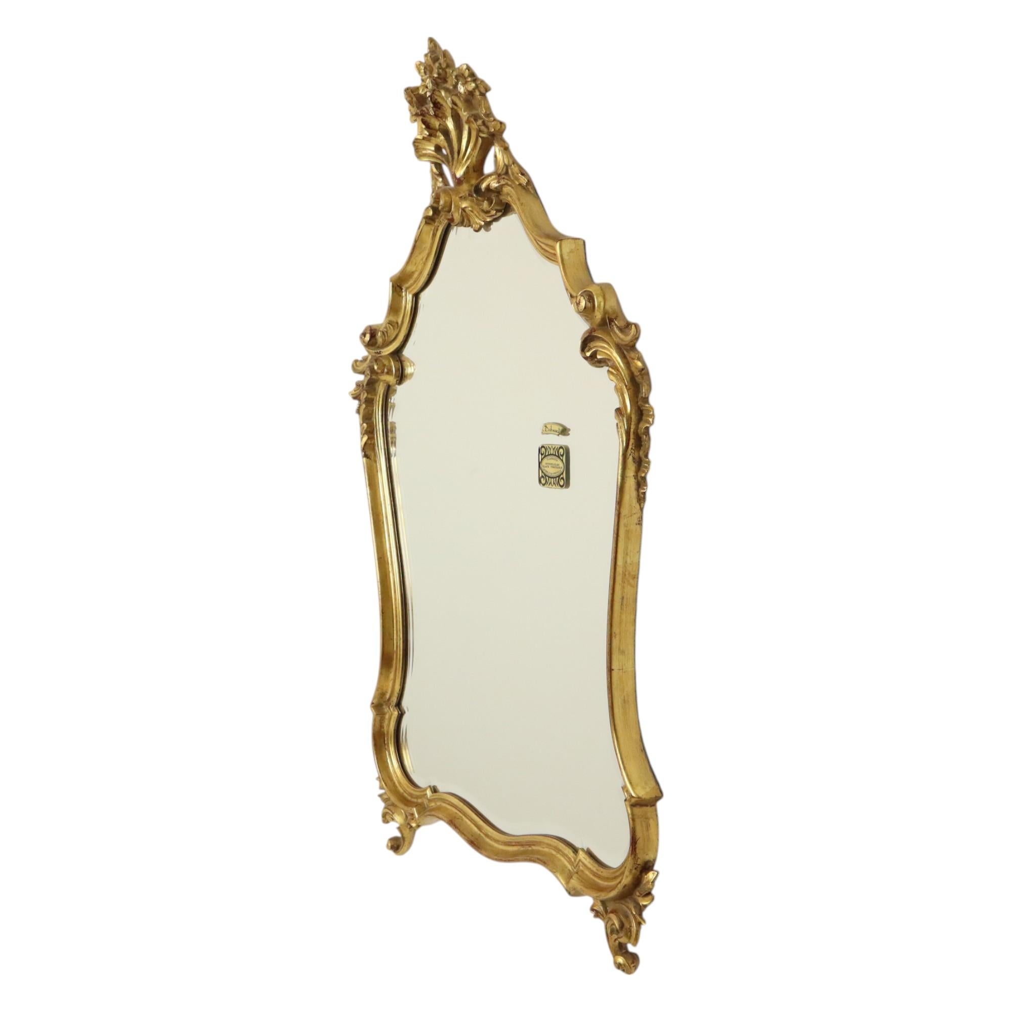 Gold Leaf Gilded Mirror Deknudt Facet Baroque Crested Mirror 93cm For Sale 6