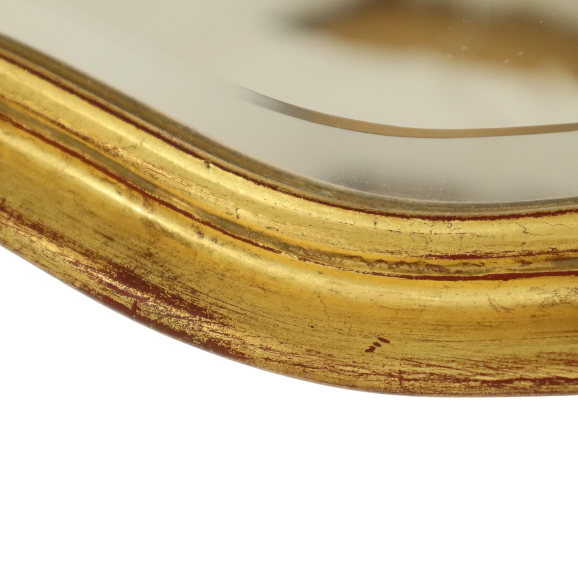 Gold Leaf Gilded Mirror Deknudt Facet Baroque Crested Mirror 93cm For Sale 9