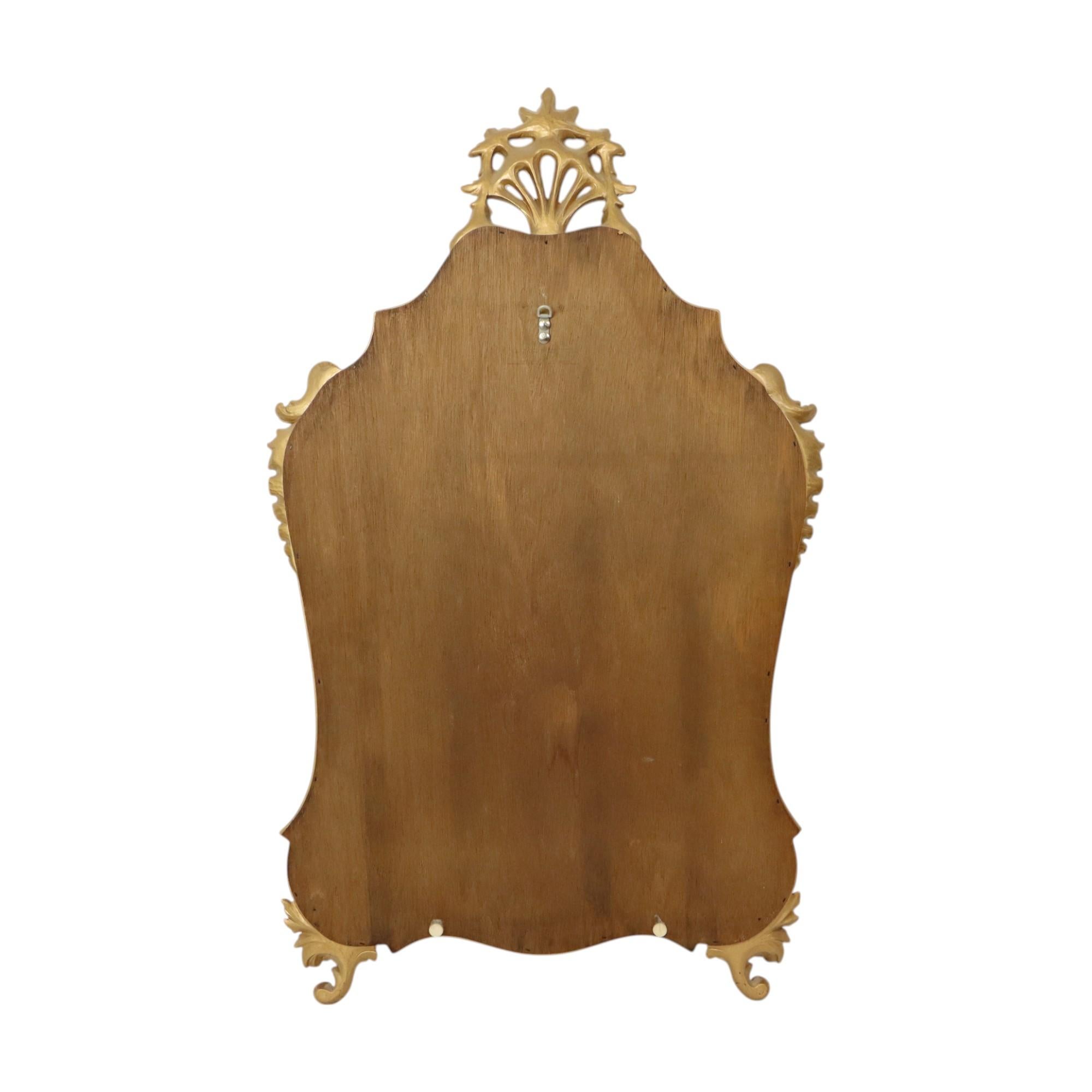 Gold Leaf Gilded Mirror Deknudt Facet Baroque Crested Mirror 93cm For Sale 11
