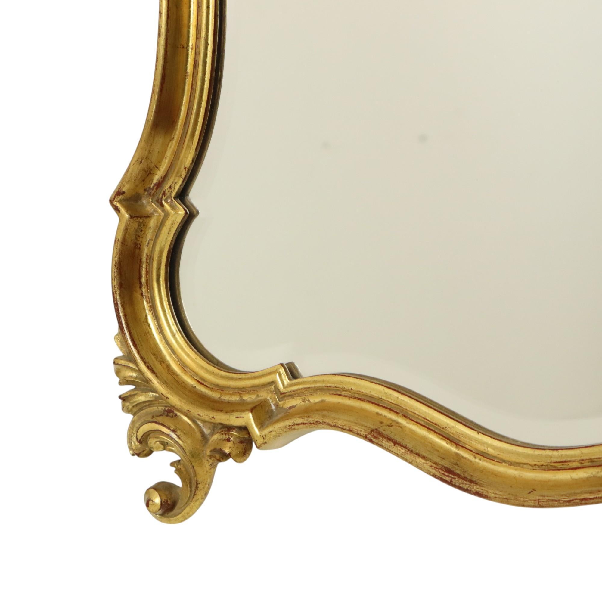 Gold Leaf Gilded Mirror Deknudt Facet Baroque Crested Mirror 93cm For Sale 2