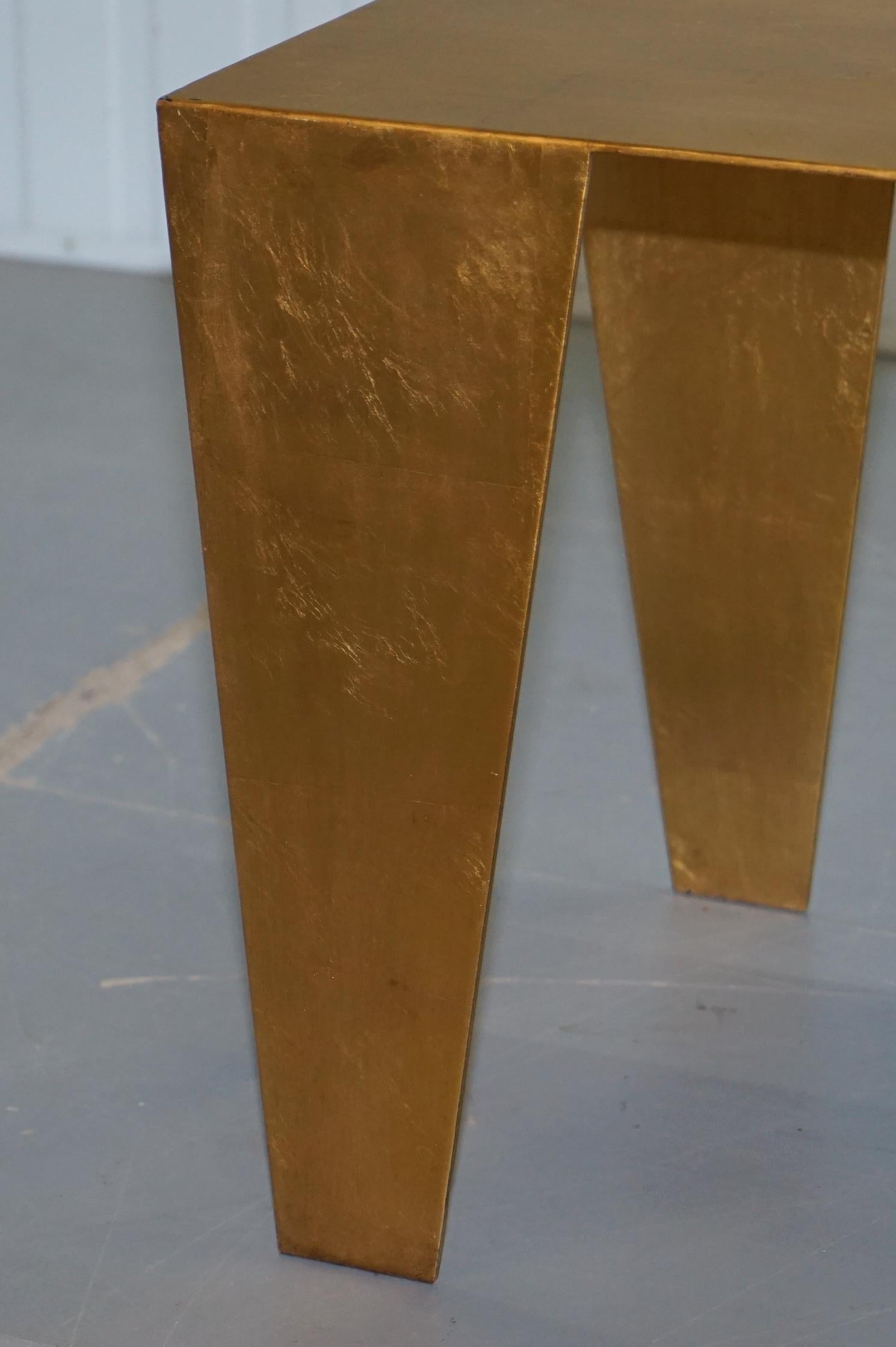 Gold Leaf Gilt Metal Grafton Side Table Designed by Kelly Wearstler 6