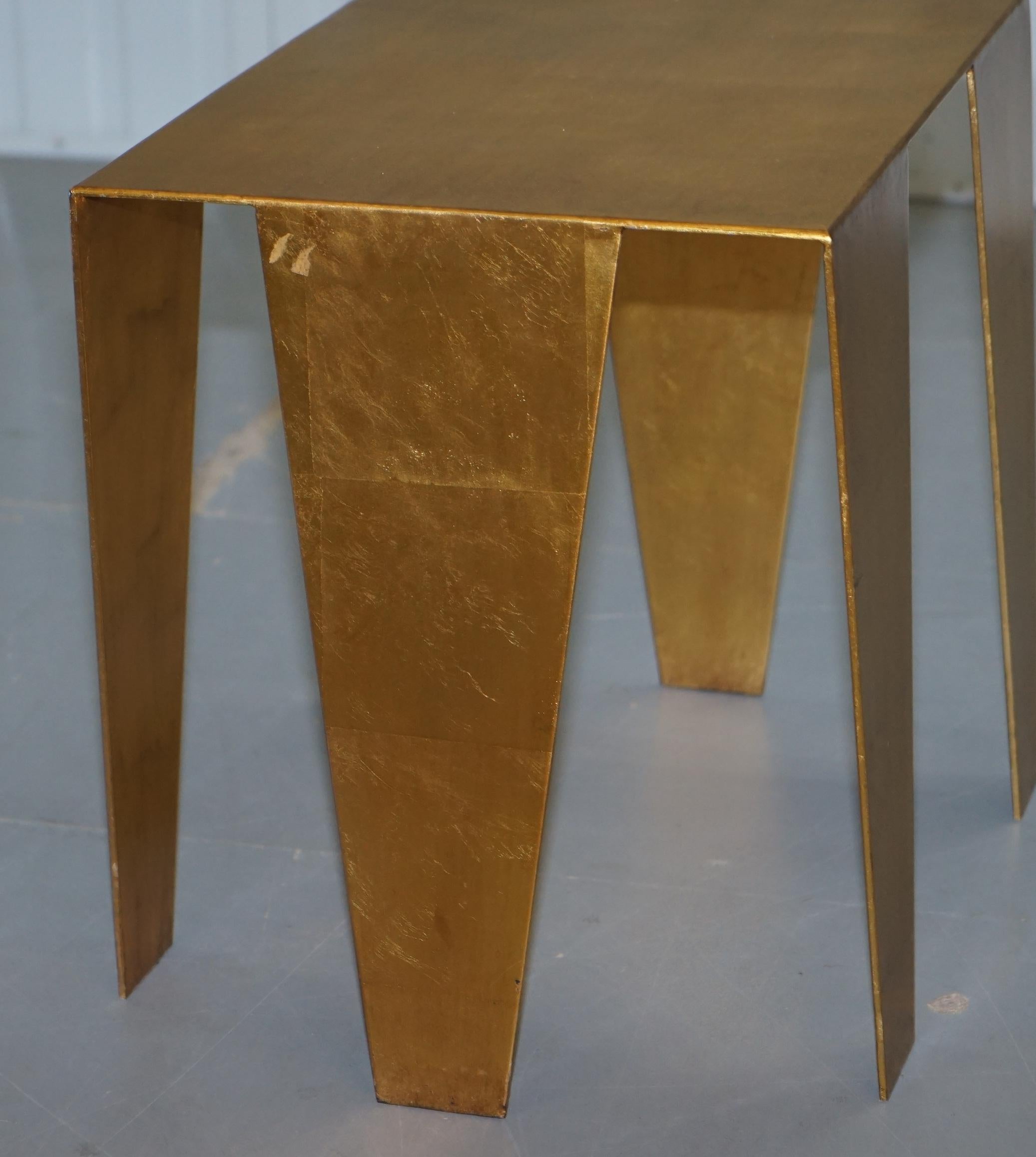 Gold Leaf Gilt Metal Grafton Side Table Designed by Kelly Wearstler 8