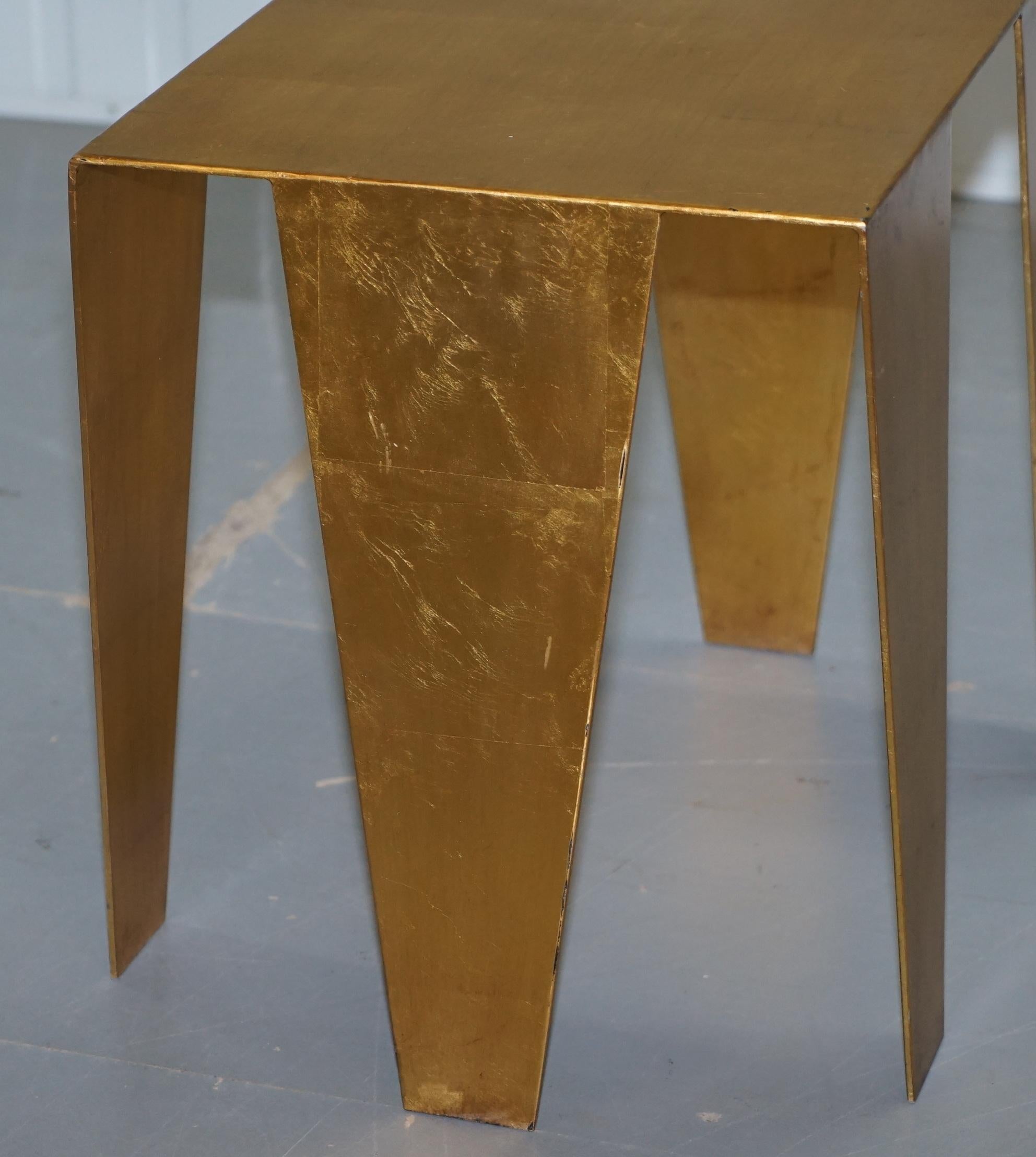 Gold Leaf Gilt Metal Grafton Side Table Designed by Kelly Wearstler 12