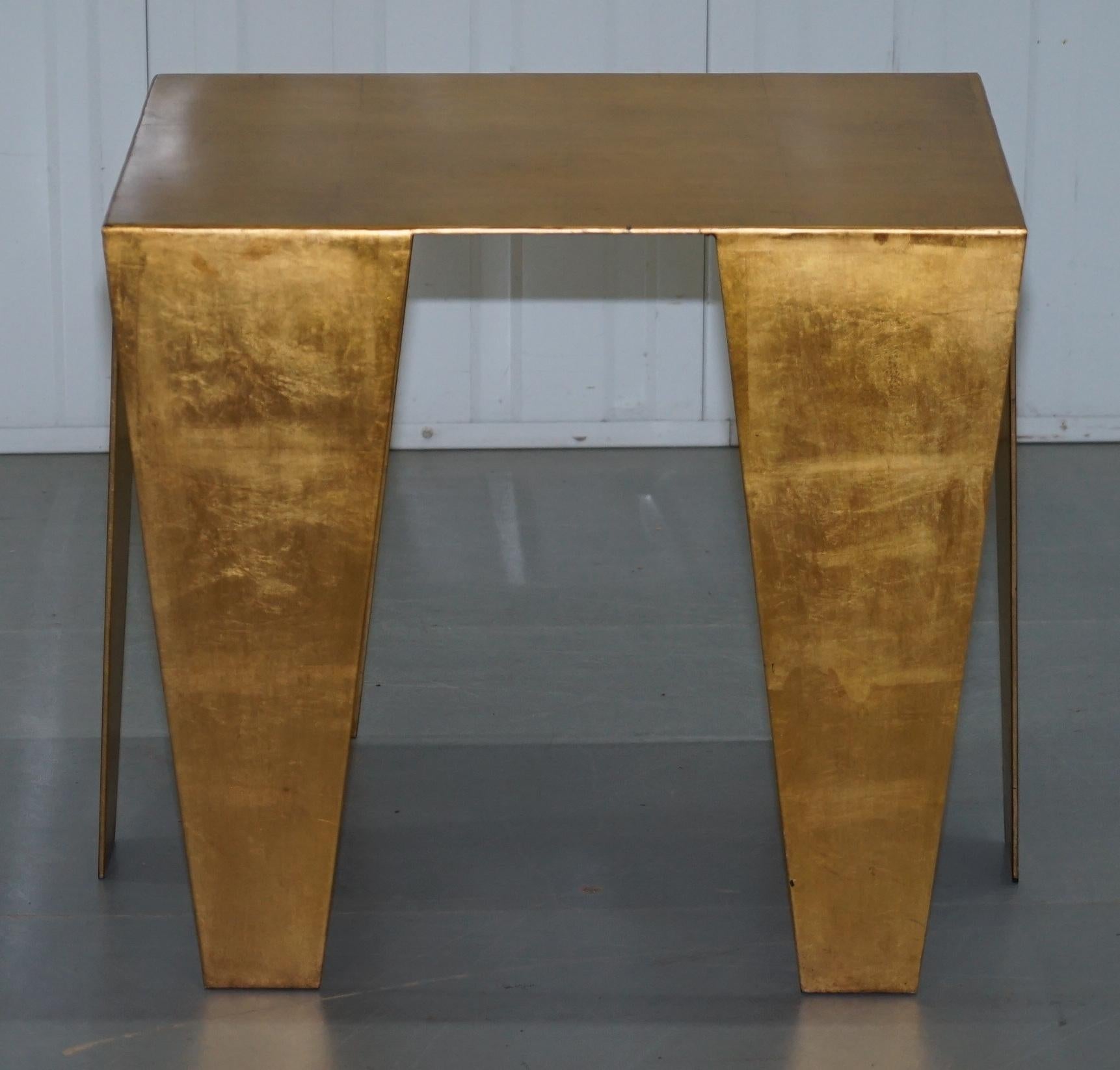 We are delighted to offer for sale stunning Kelly Wearstler gold leaf gilt metal side occasional lamp wine table RRP £5875

These tables never come up for sale on the second-hand market, they are very high-end luxury pieces that look amazing in