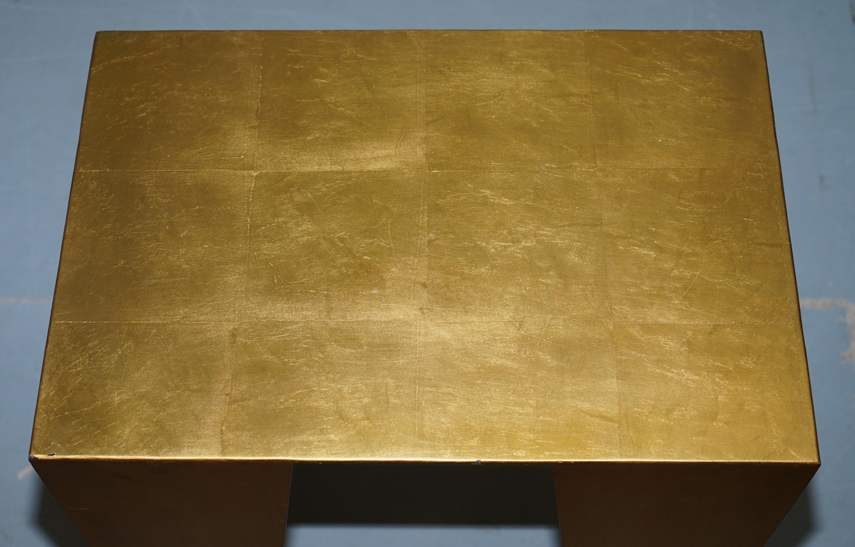 English Gold Leaf Gilt Metal Grafton Side Table Designed by Kelly Wearstler