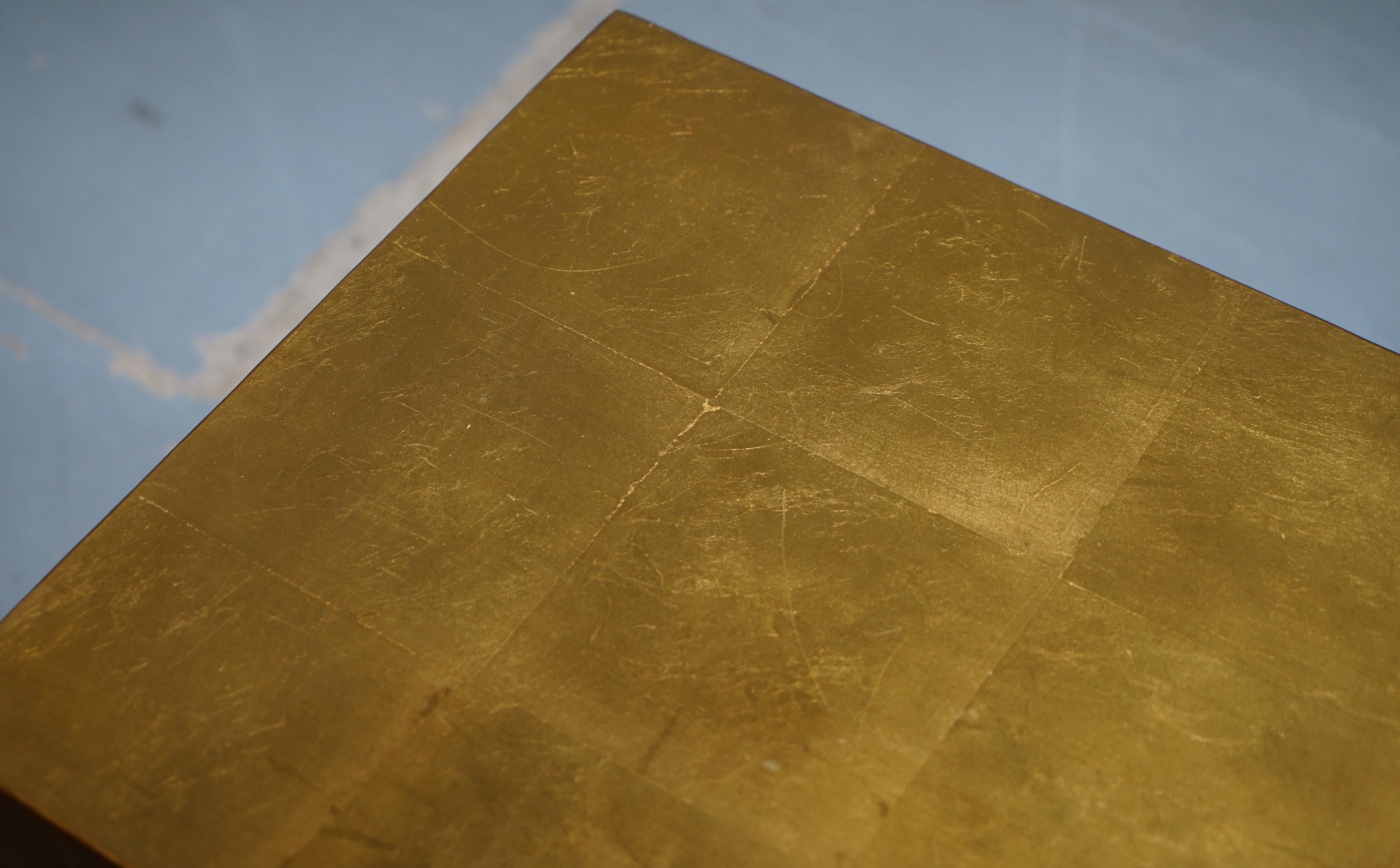 Gold Leaf Gilt Metal Grafton Side Table Designed by Kelly Wearstler 3
