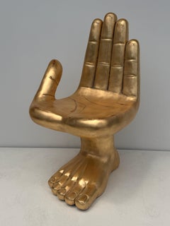Gold Leaf Hand and Foot Vanity Boudoir Chair Manner of Pedro Friedberg