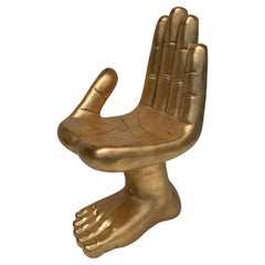 Gold Leaf Hand and Foot Vanity Boudoir Chair Manner of Pedro Friedberg
