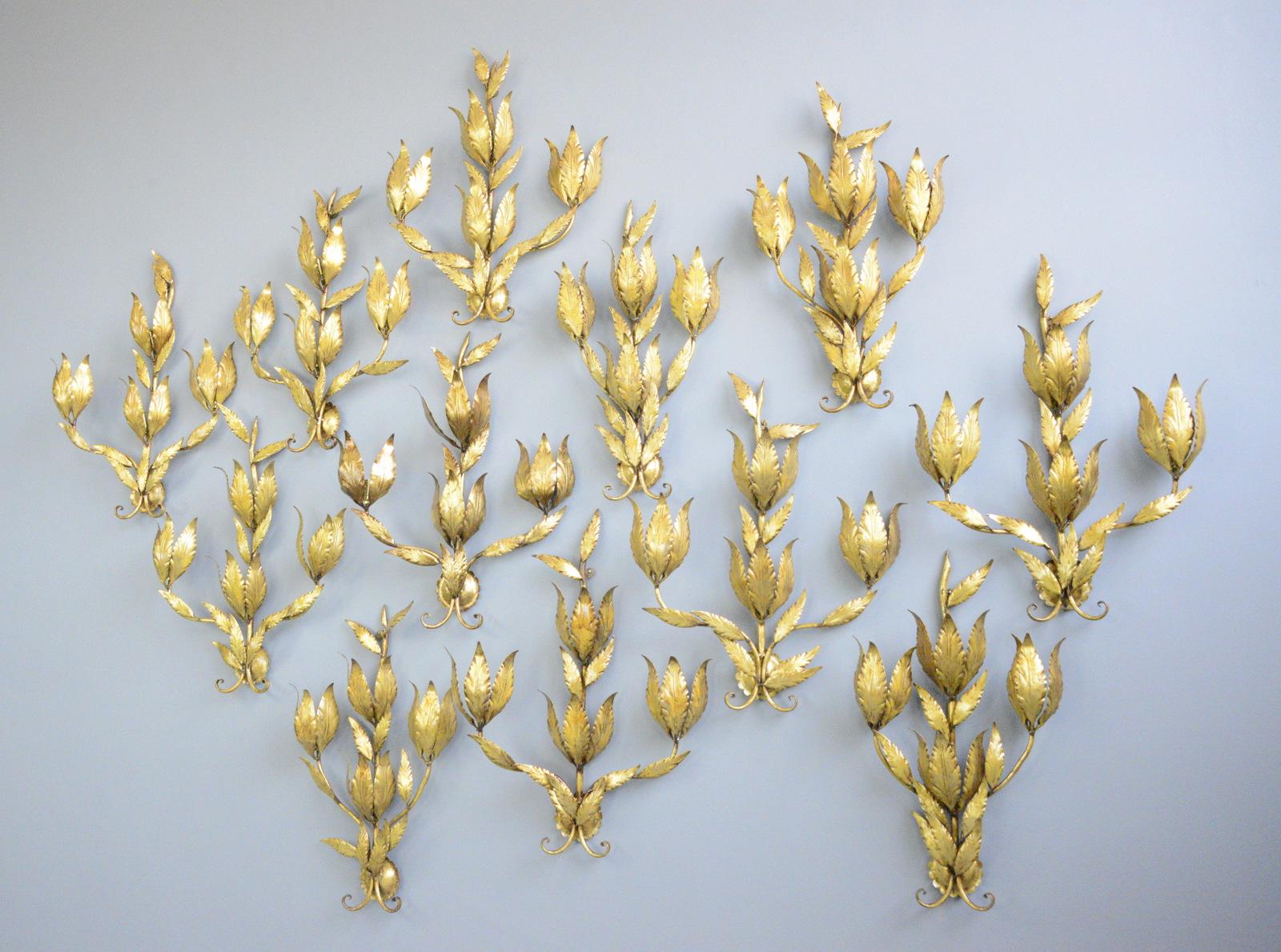 Gold Leaf Hollywood Regency Wall Lights by Hans Kögl In Good Condition In Gloucester, GB