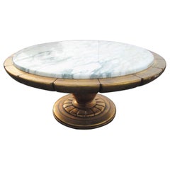 Gold Leaf Italian Marble-Top Coffee Table after James Mont