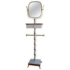 Blattgold, lackiertes Holz Drehbarer Spiegel Stand Valet Mid-Century Modern Italienisch