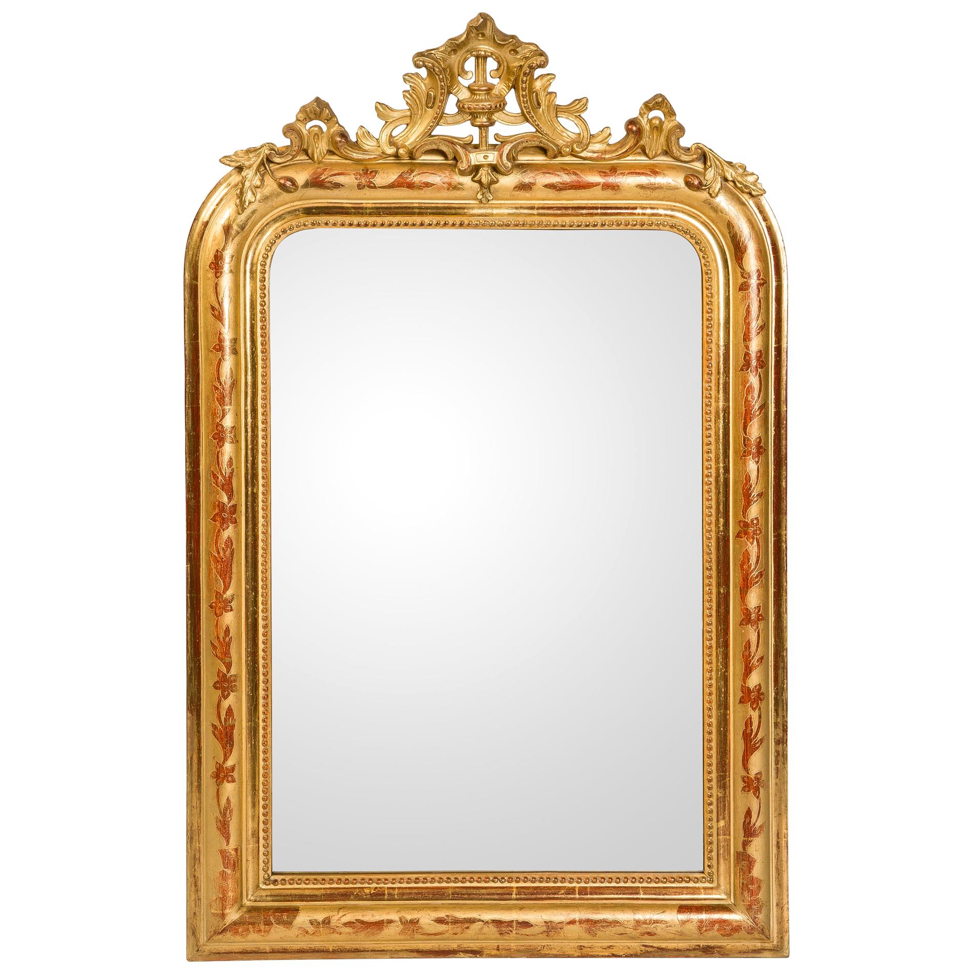 Gold Leaf Louis Philippe Mirror with Crest