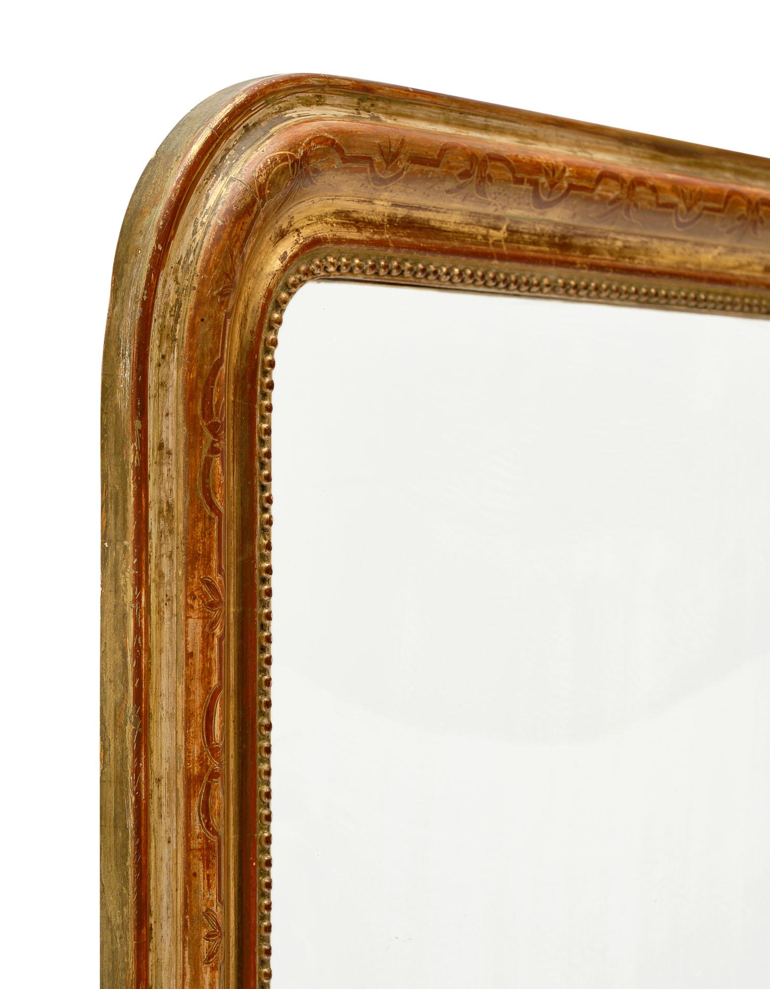 Gold Leaf Louis Philippe Period Mirror In Good Condition In Austin, TX