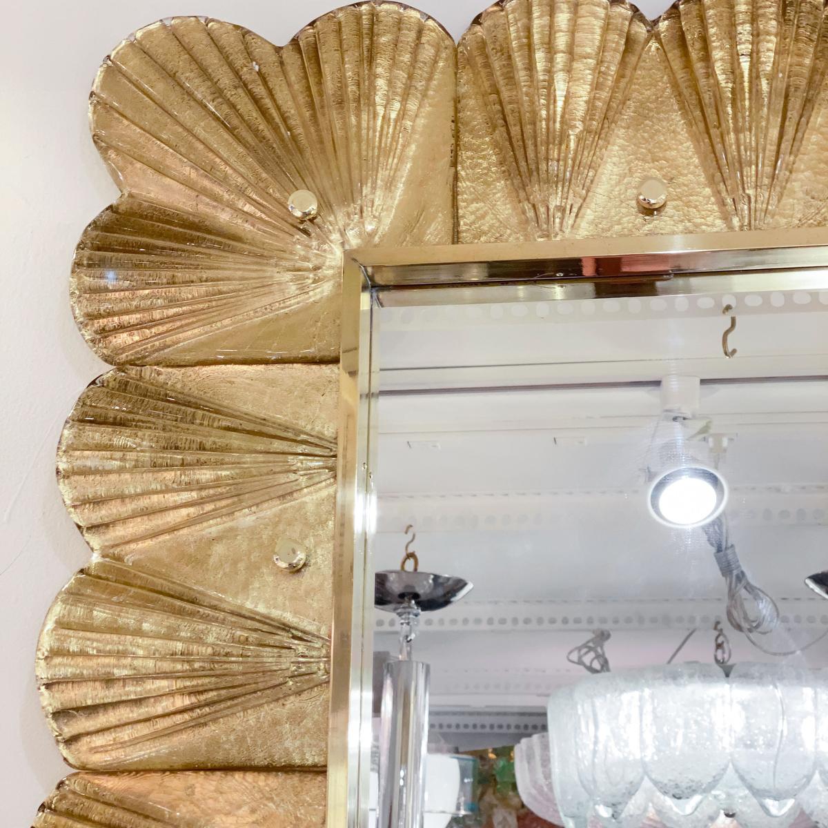 Mid-Century Modern Gold Leaf Murano Glass Mirror