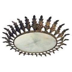 Gold Leaf Oval Sunburst Light Fixture