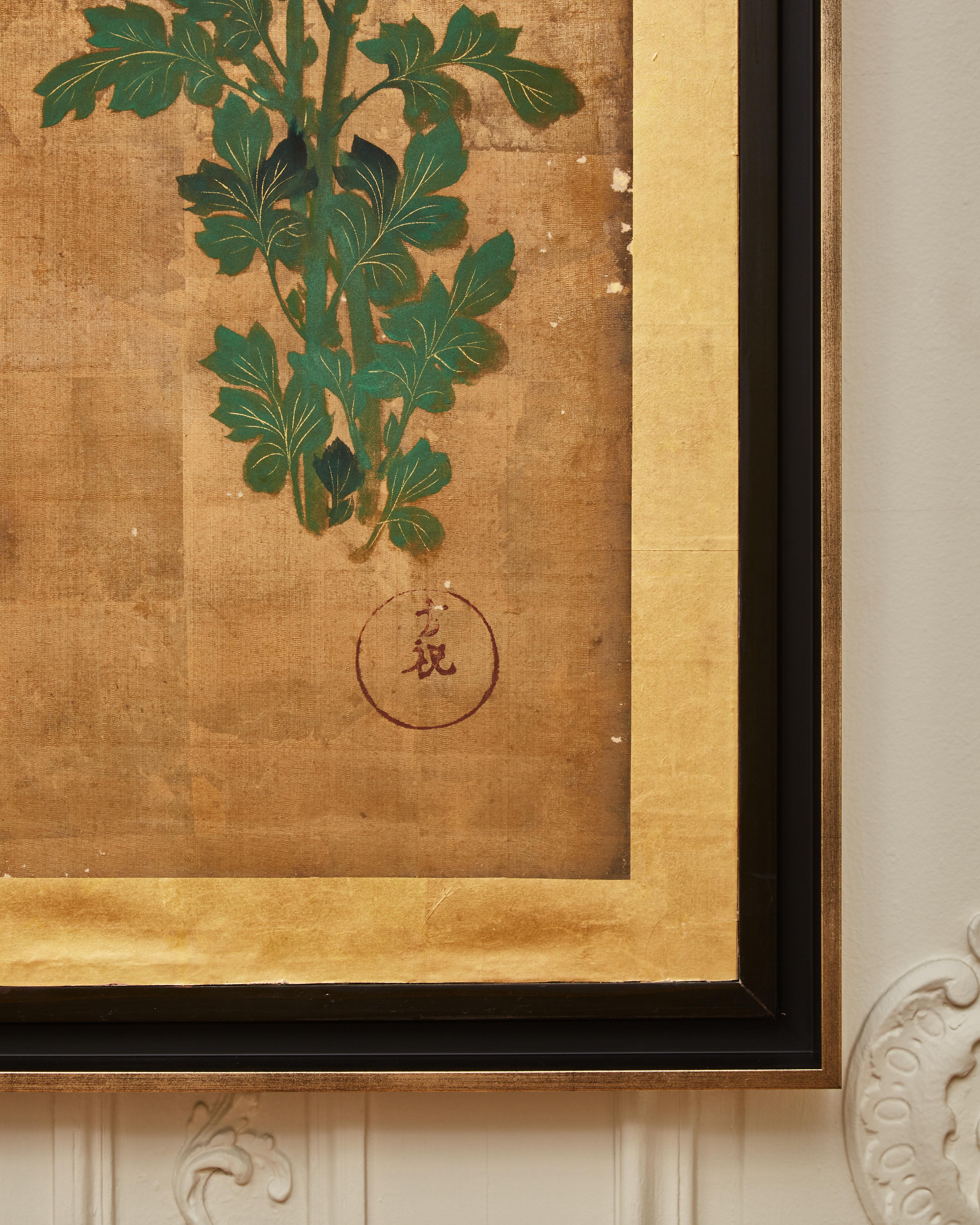 Japonisme Gold Leaf Painting, XIXth Century