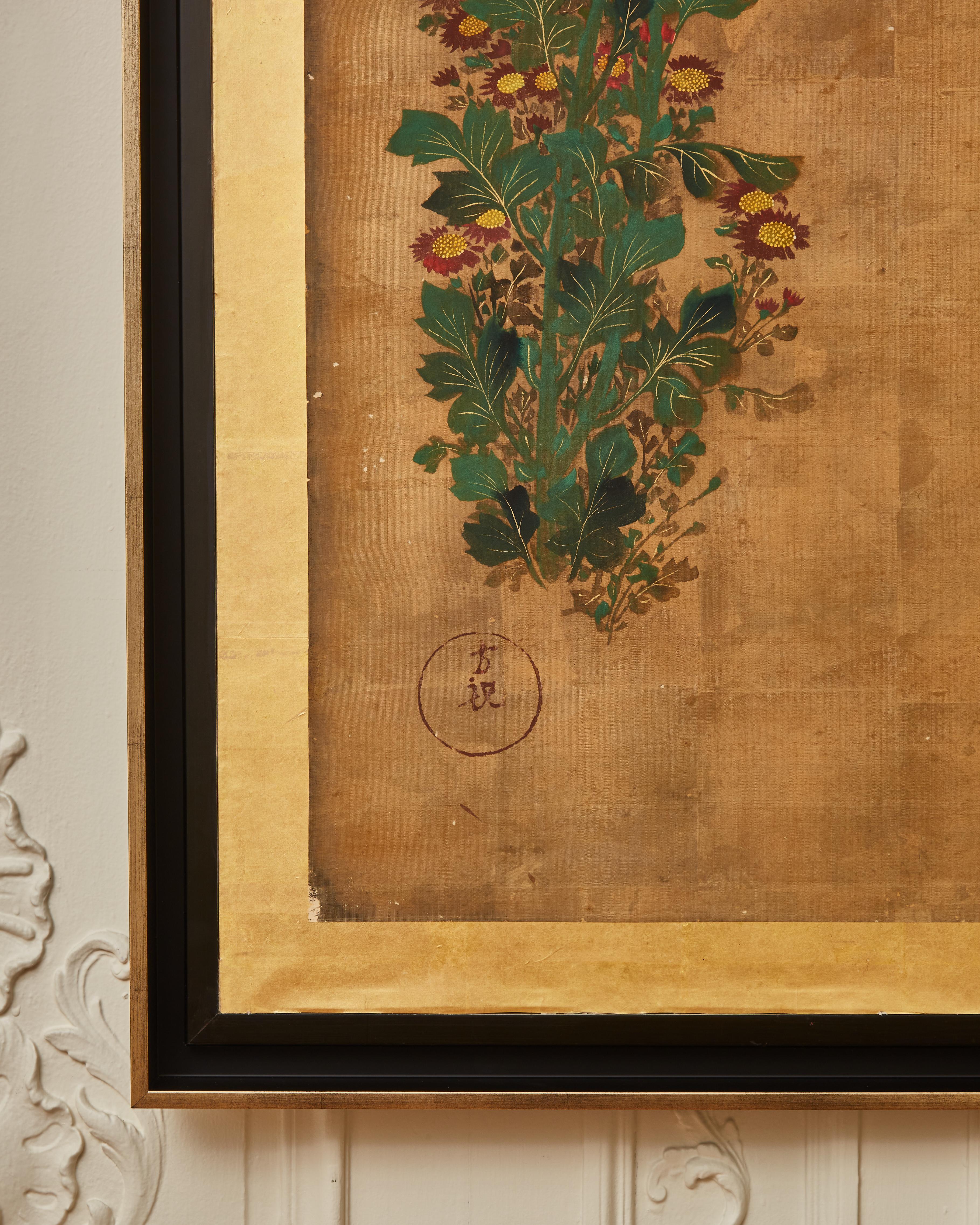 Japanese Gold Leaf Painting, XIXth Century