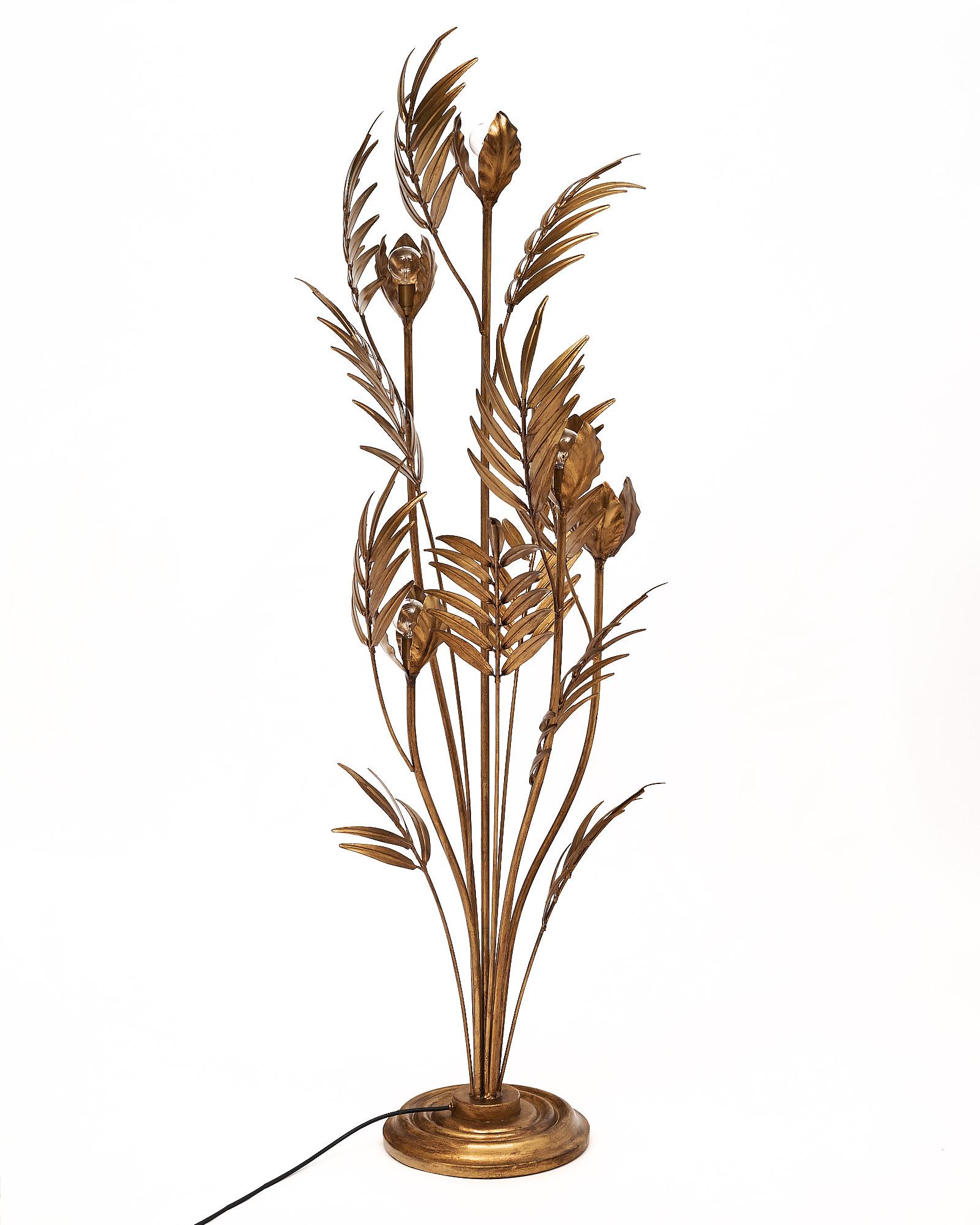 Mid-Century Modern Gold Leaf Palm Floor Lamp