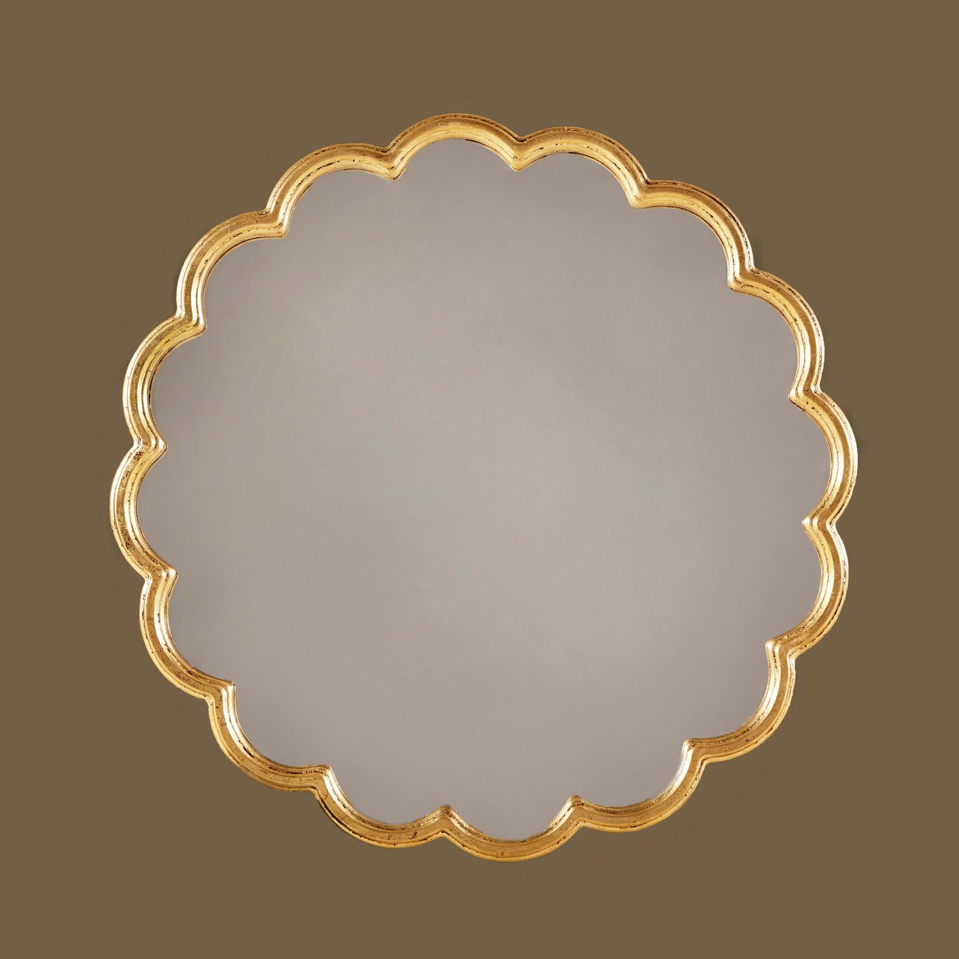 Miroir circulaire festonné 'Monaco' en feuille d'or Neuf - En vente à London, GB