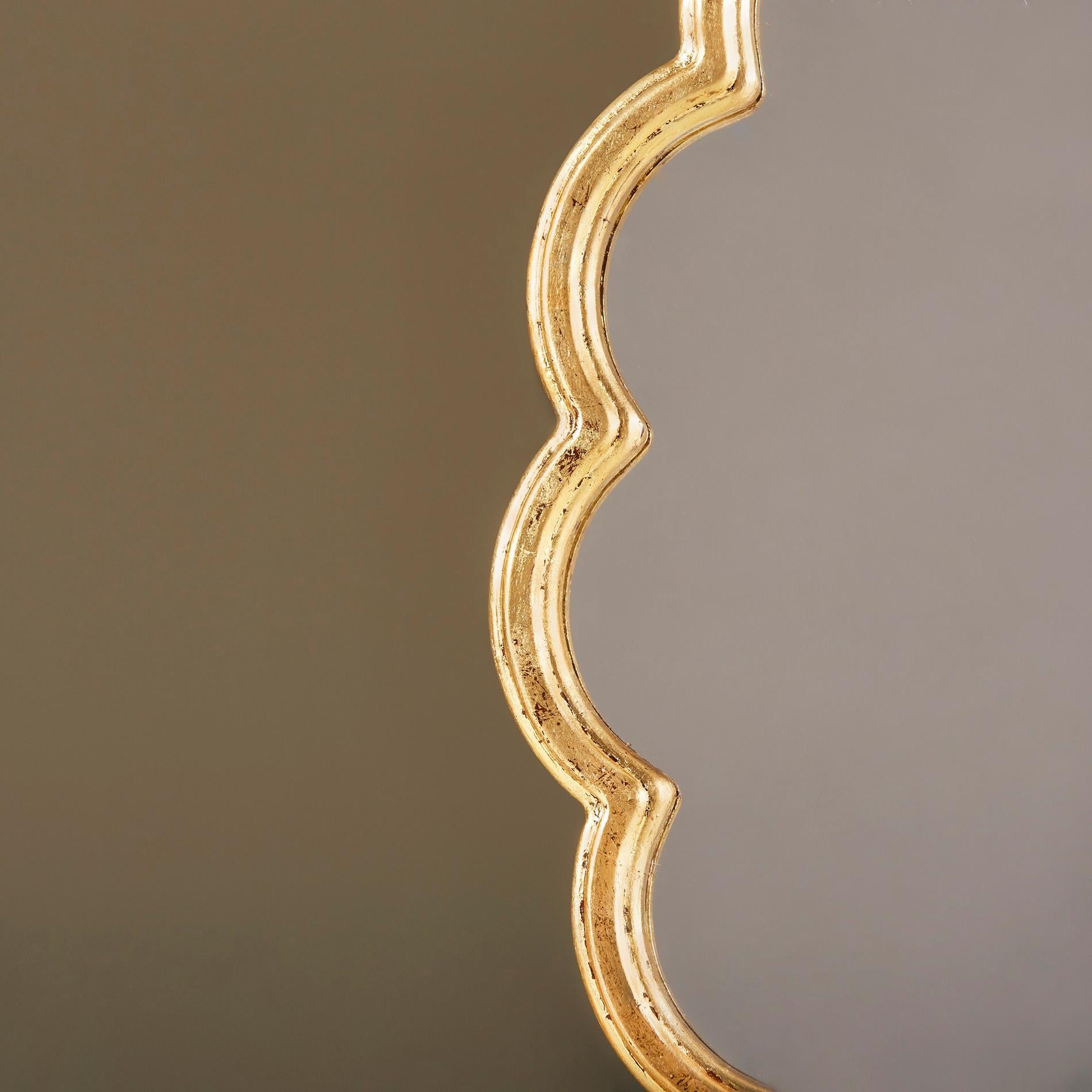 XXIe siècle et contemporain Miroir circulaire festonné 'Monaco' en feuille d'or en vente