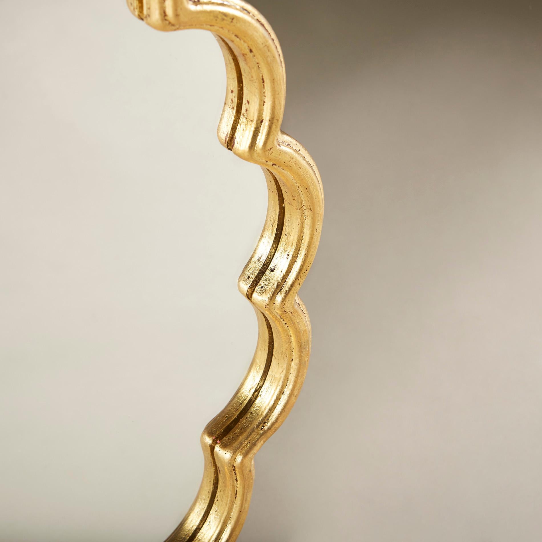 Gold Leaf Scalloped Circular 'Monaco' Mirror For Sale 1