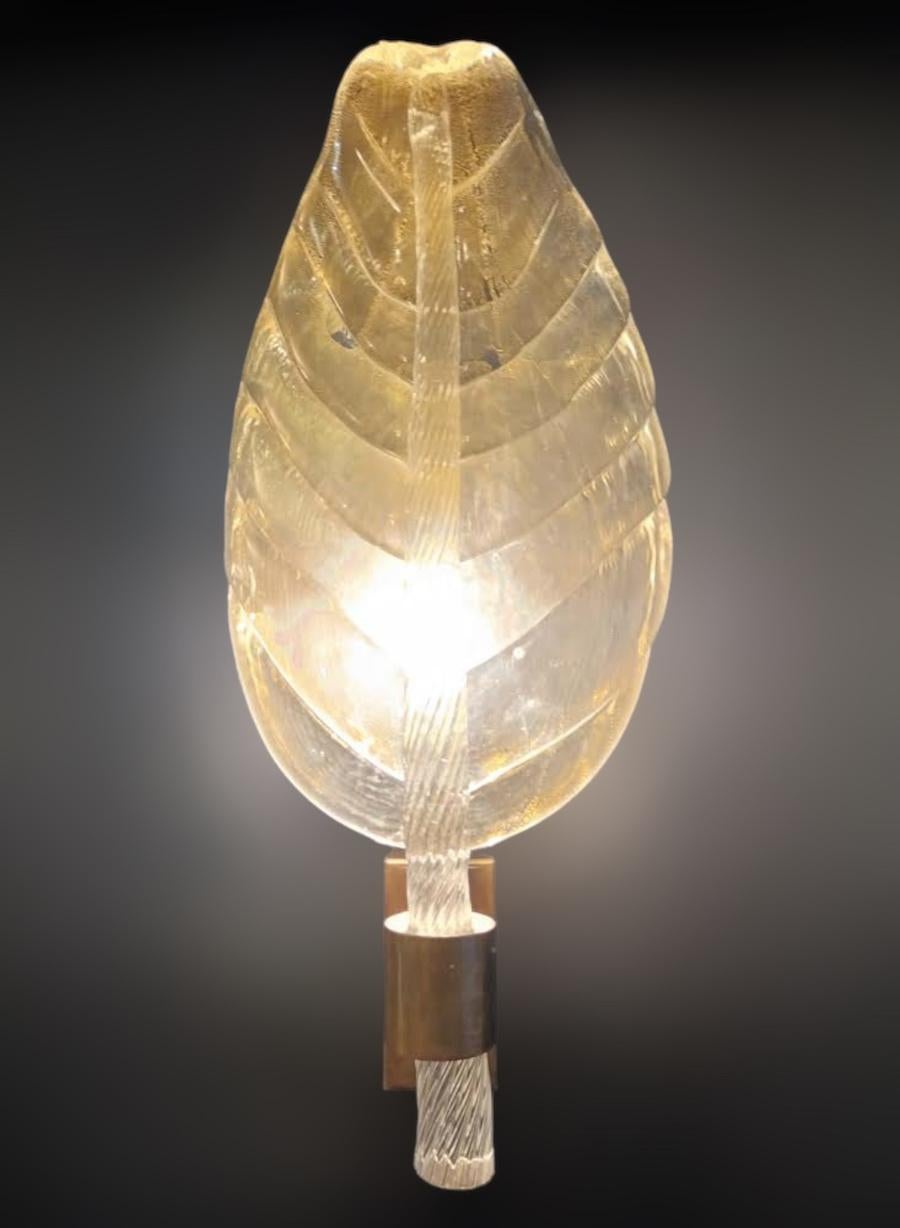 Brass Gold Leaf Sconce by Barovier e Toso, 30 Available For Sale