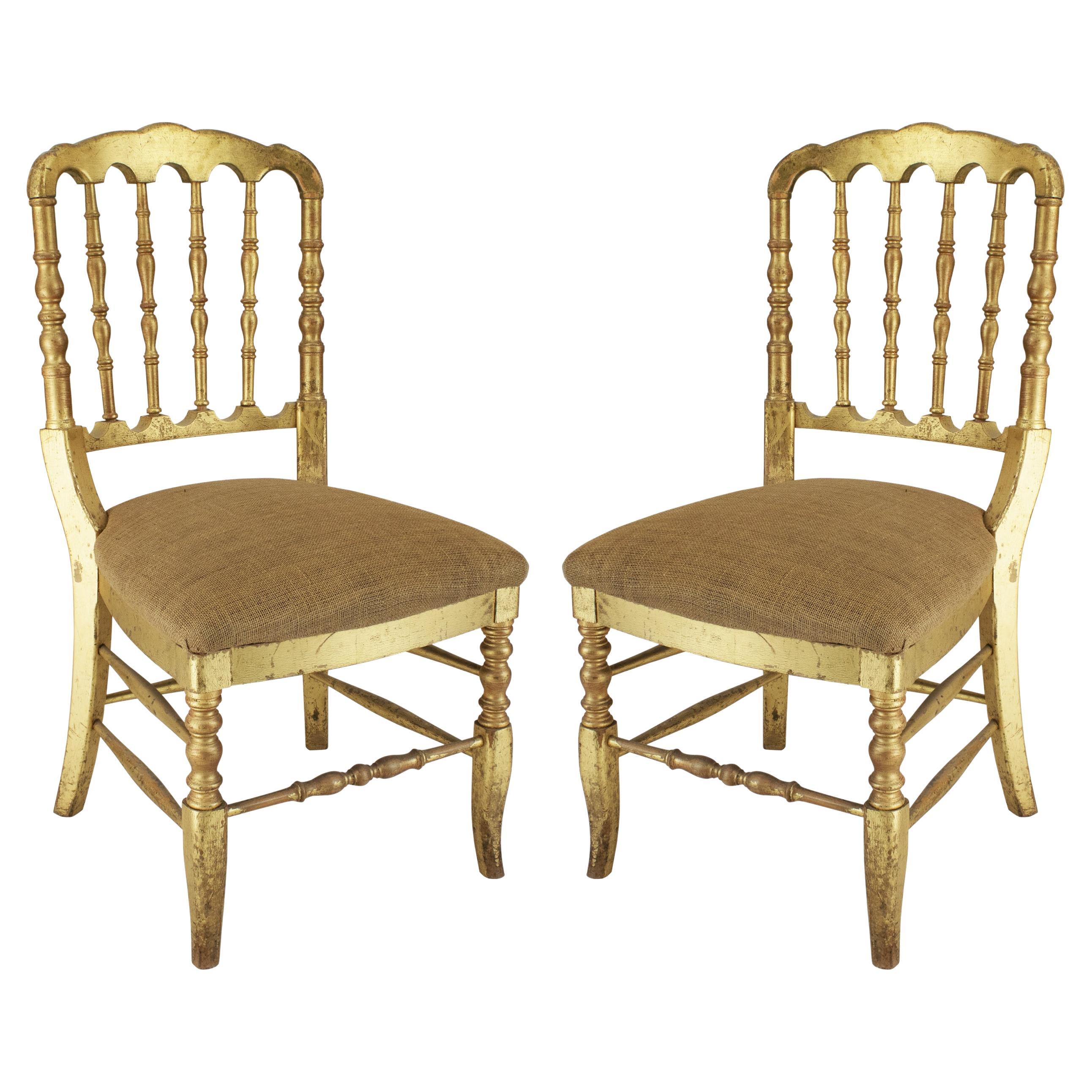 Gold Leaf Tiffany , Chiavari Style Chair, France, circa 1960s  In Good Condition For Sale In Madrid, ES