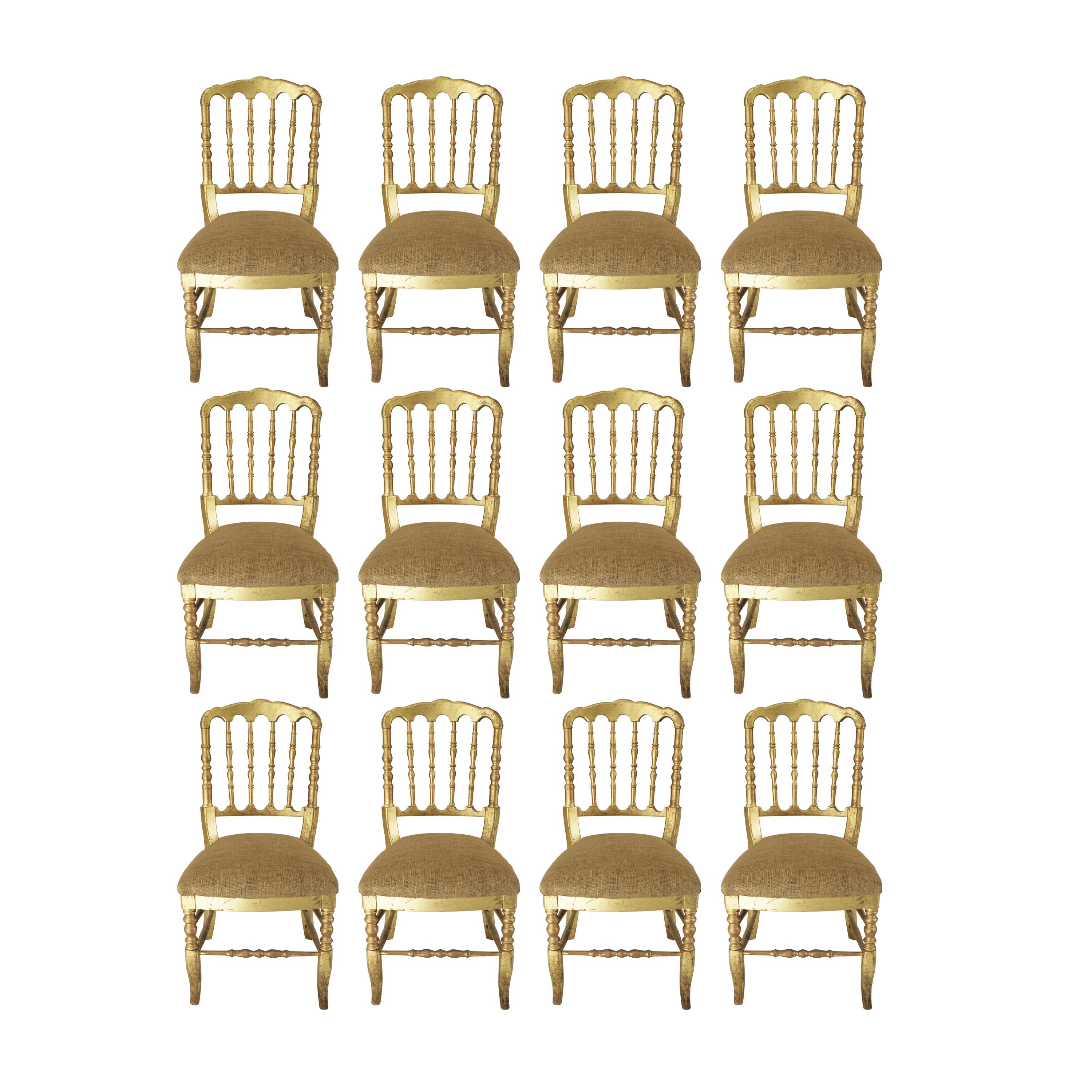 Silla estilo chiavari Tiffany en pan de oro, Francia, años 60 Hoja de oro en venta