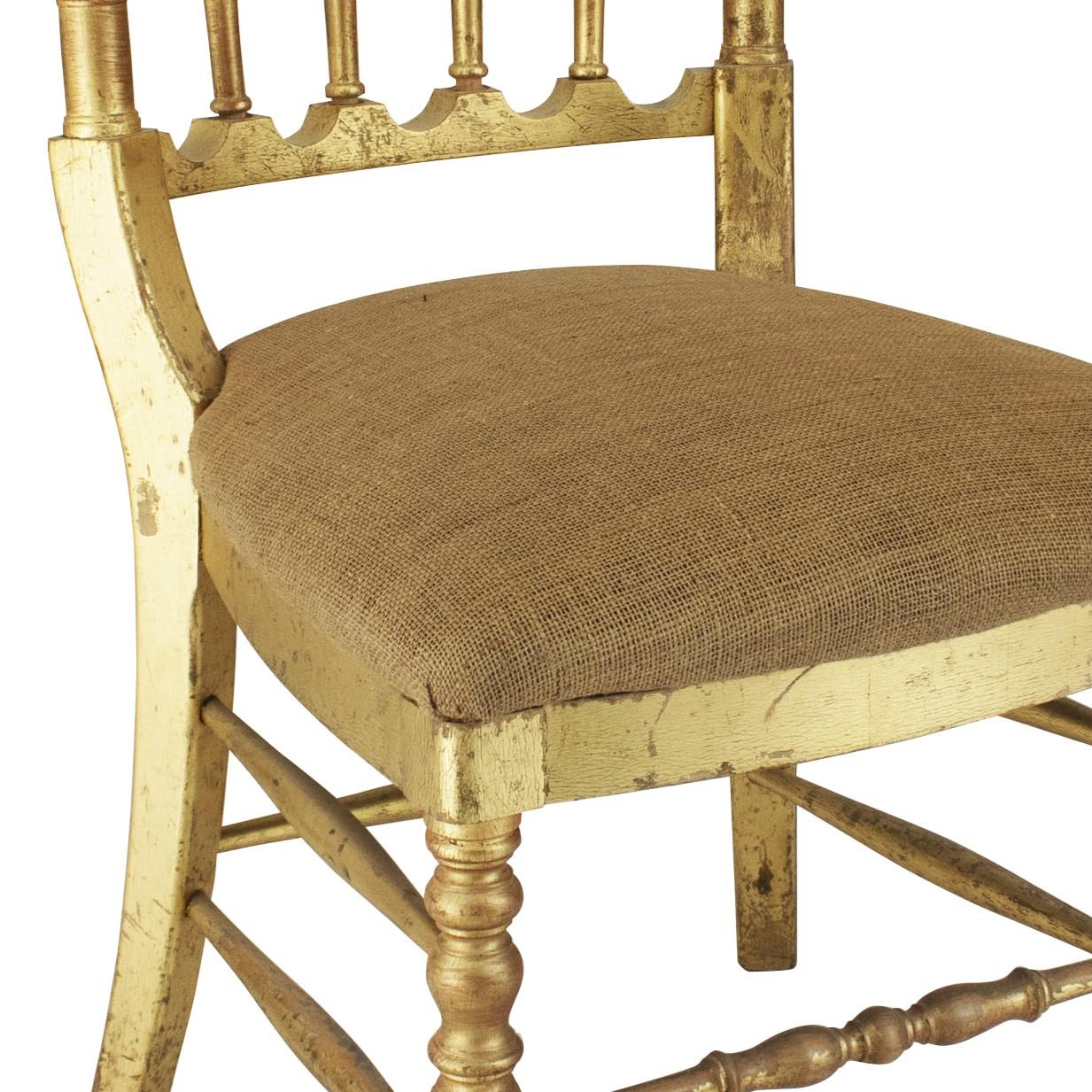 Foglia d’oro Sedia Tiffany in foglia d'oro, stile Chiavari, Francia, circa 1960 in vendita
