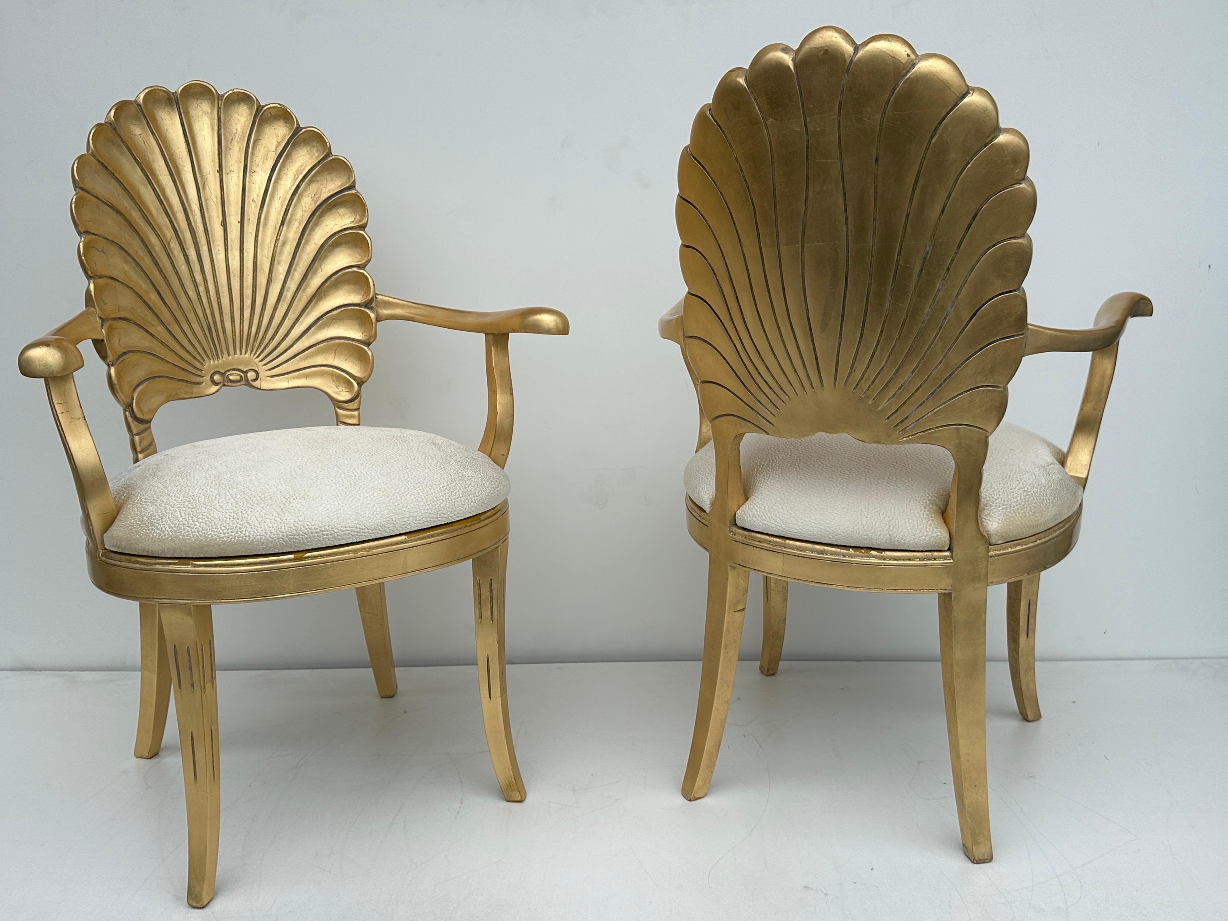 Gold Leaf Venetian Grotto Style Shell Back Chair For Sale 1