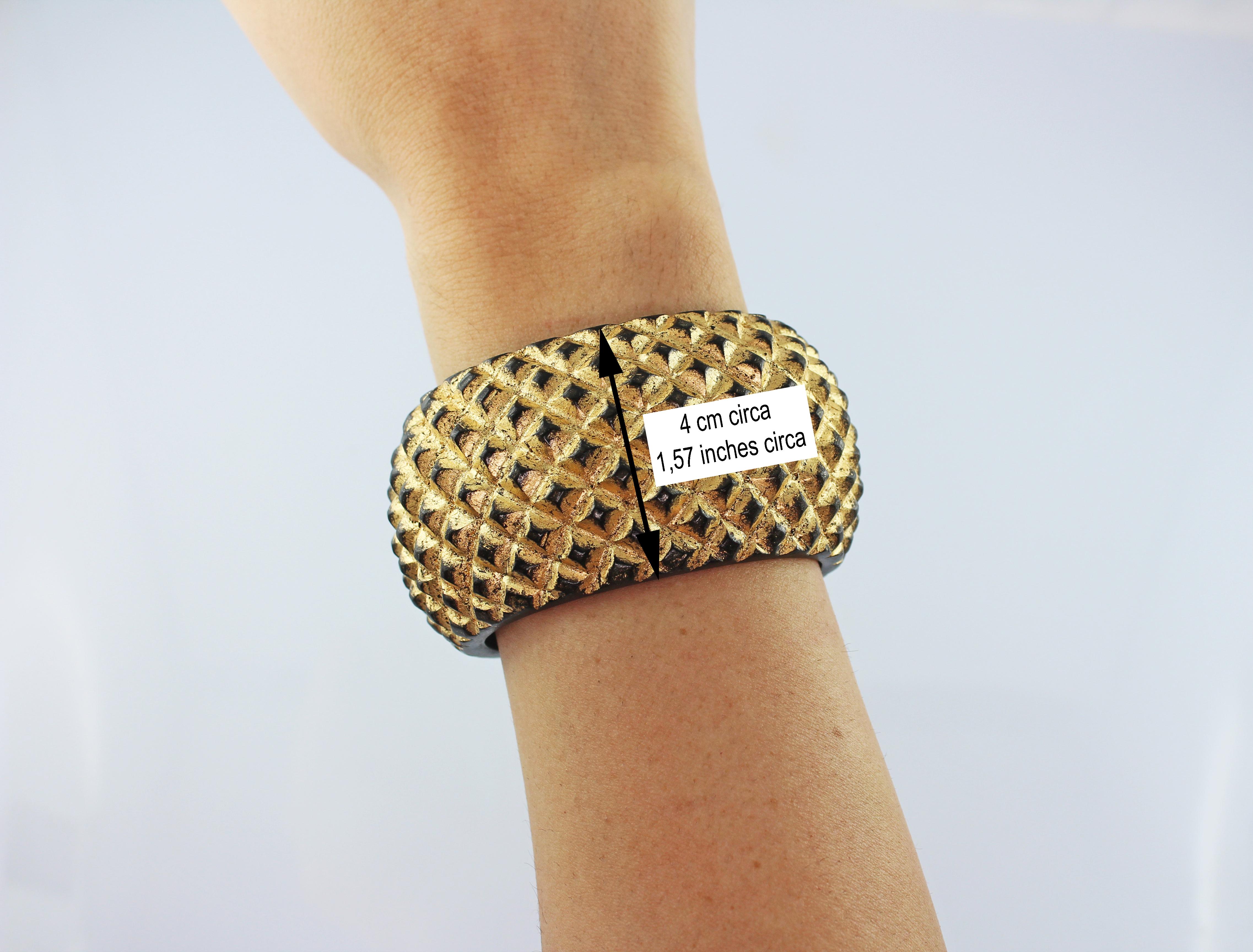 Women's Gold Leaf Wood Cuff Bracelet For Sale