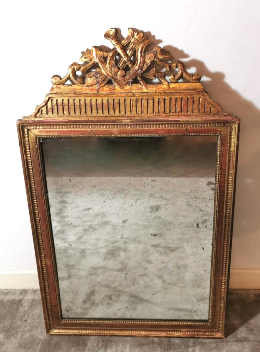 Gilt Louis XVI French Gold Leaf Wood Mirror 1750