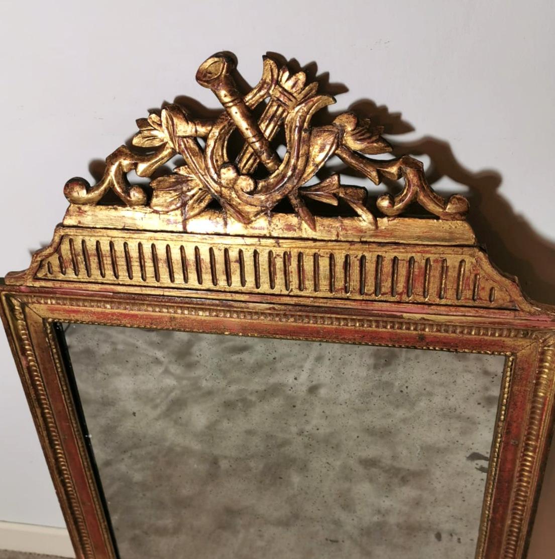 18th Century Louis XVI French Gold Leaf Wood Mirror 1750