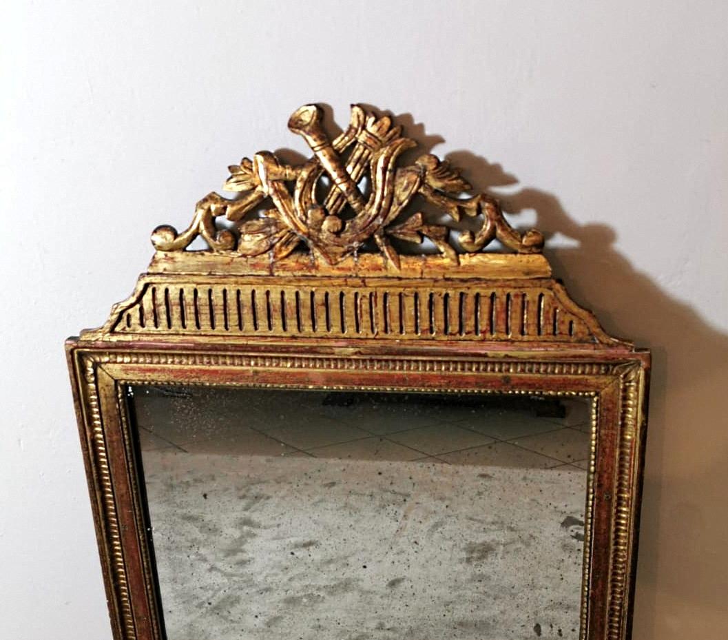 Mercury Glass Louis XVI French Gold Leaf Wood Mirror 1750