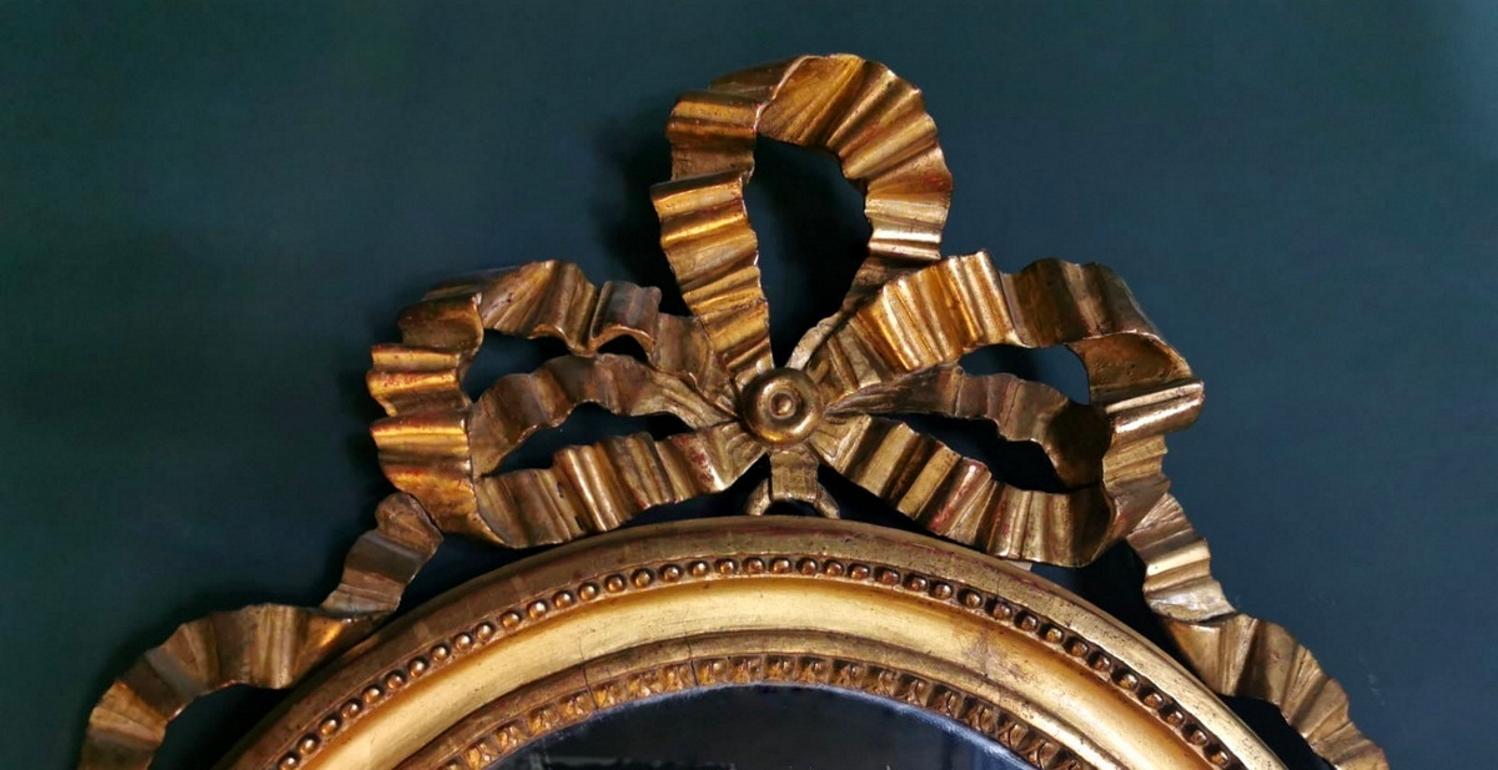 Louis XVI French Gold Leaf Wood Mirror 5