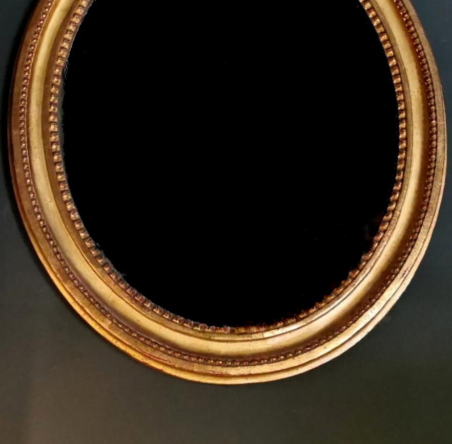 19th Century Louis XVI French Gold Leaf Wood Mirror