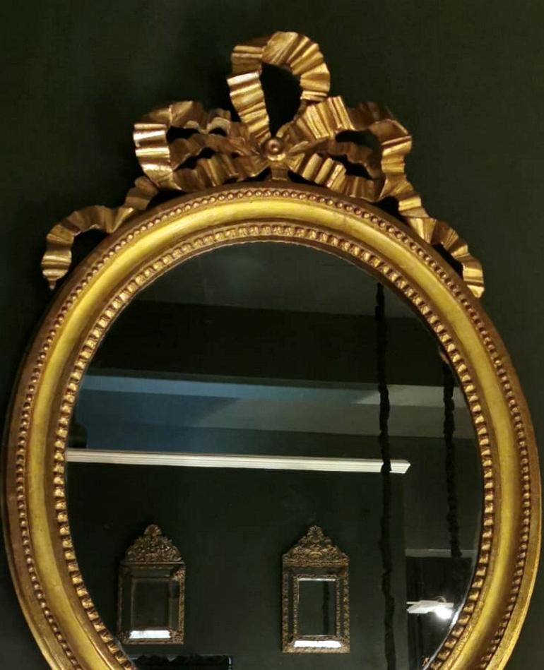 Louis XVI French Gold Leaf Wood Mirror 1