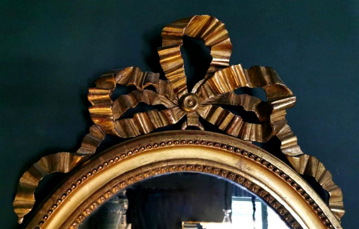 Louis XVI French Gold Leaf Wood Mirror 4
