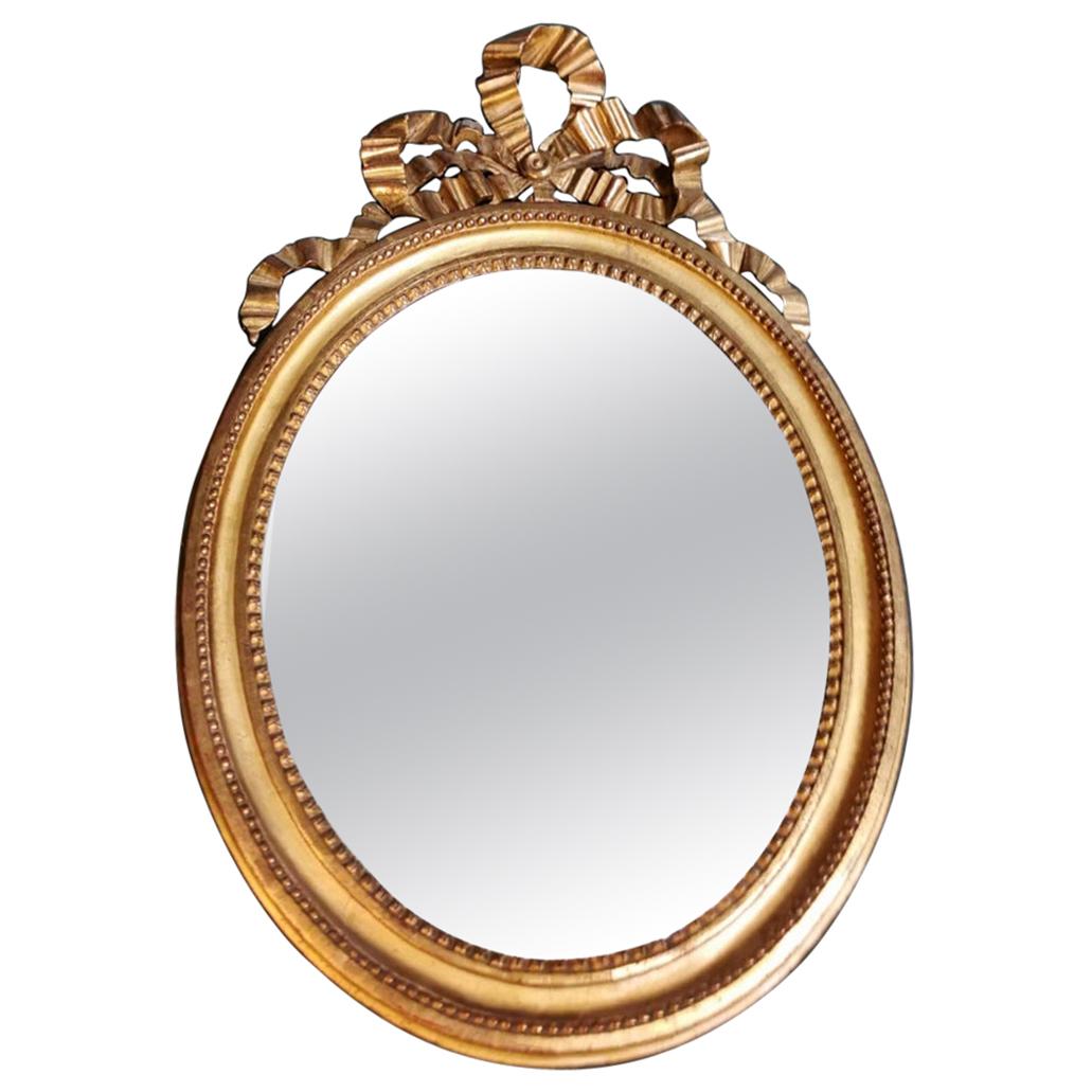 Louis XVI French Gold Leaf Wood Mirror