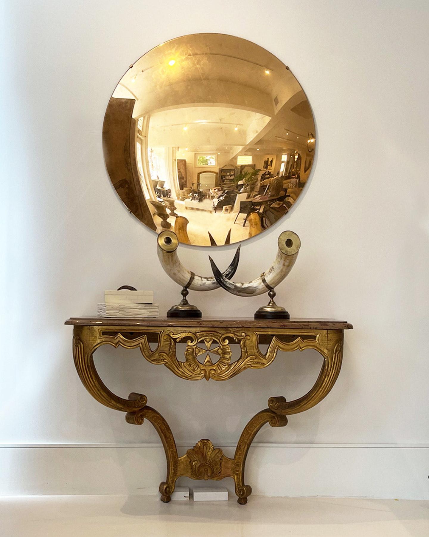 Gilt Gold Leafed Convex Mirror  For Sale
