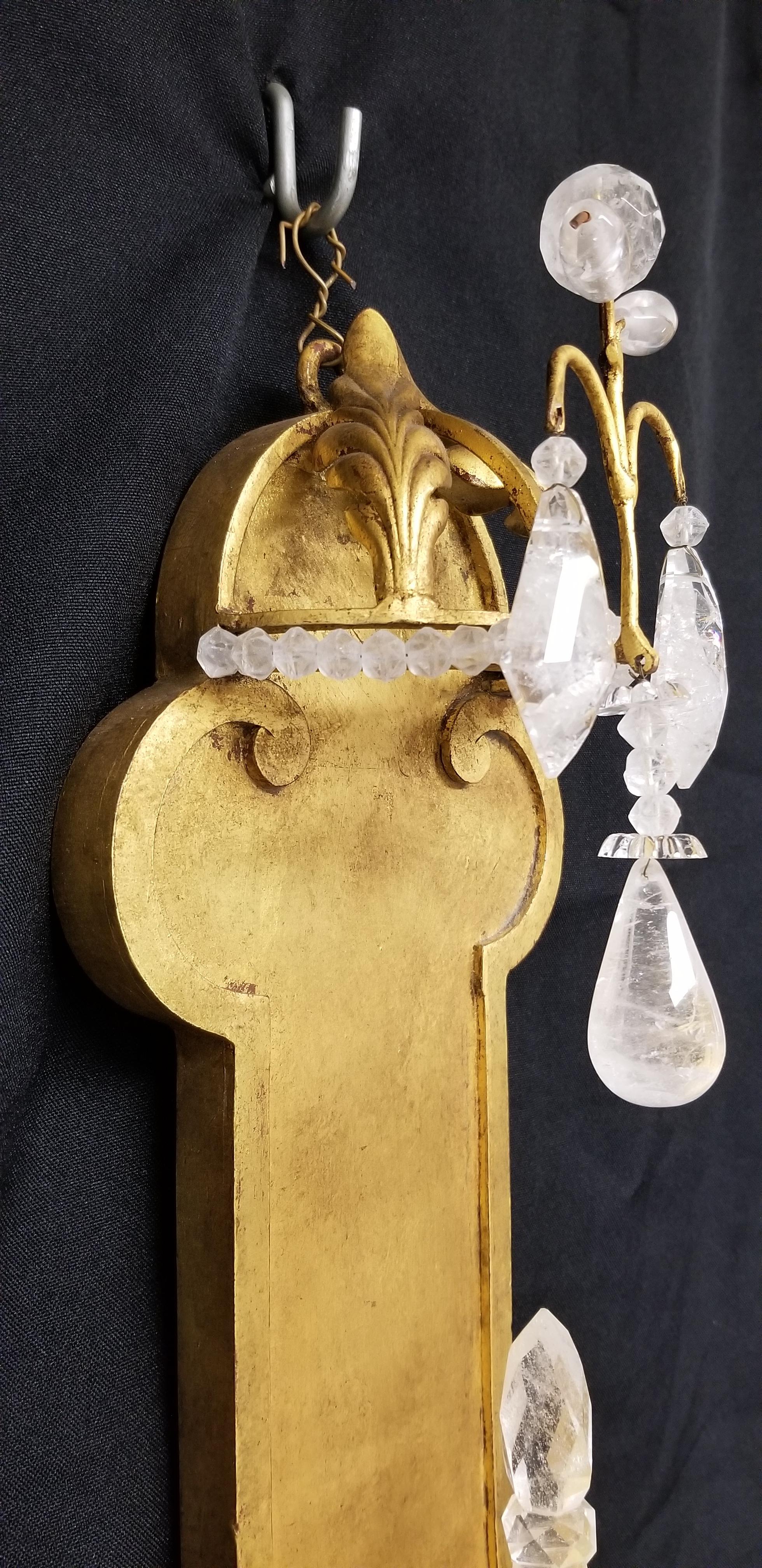 Gold Leafed Rock Crystal Sconces For Sale 7