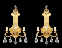 Gold Leafed Rock Crystal Sconces